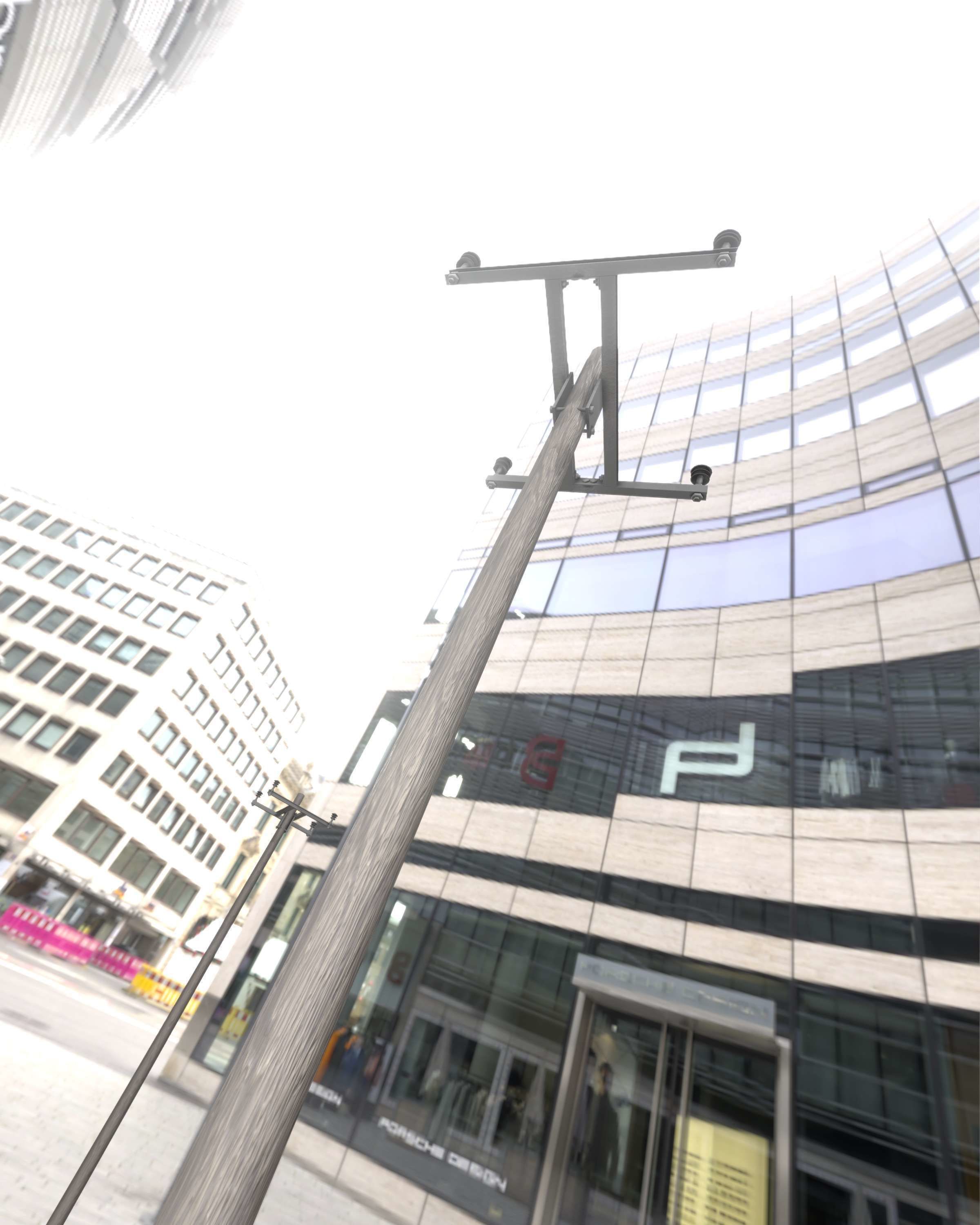 Wooden Electricity Pole with Concrete Connection - Object 028 Low-poly 3D model_42