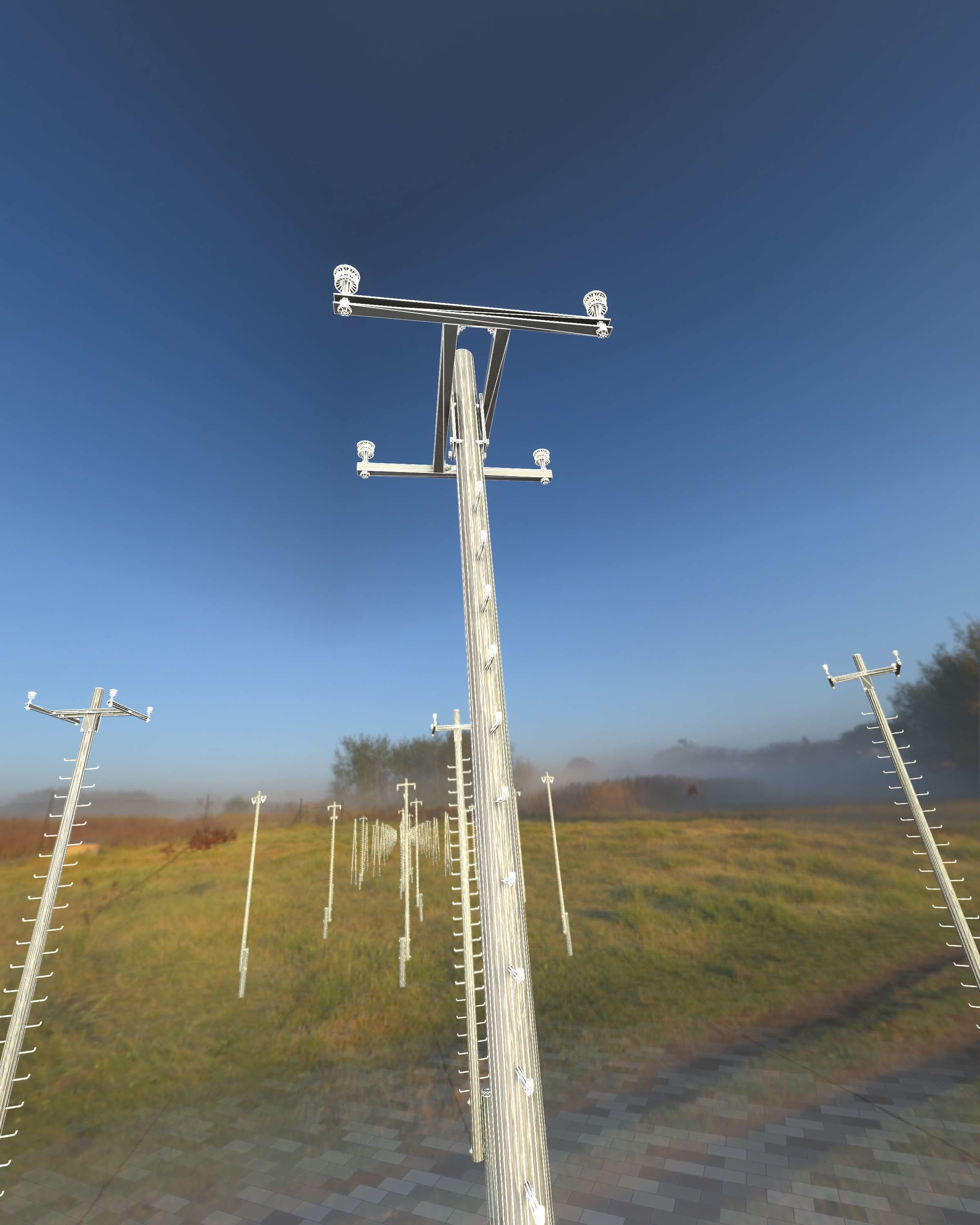 Wooden Electricity Pole with Ladder - Object 029 Low-poly 3D model_46