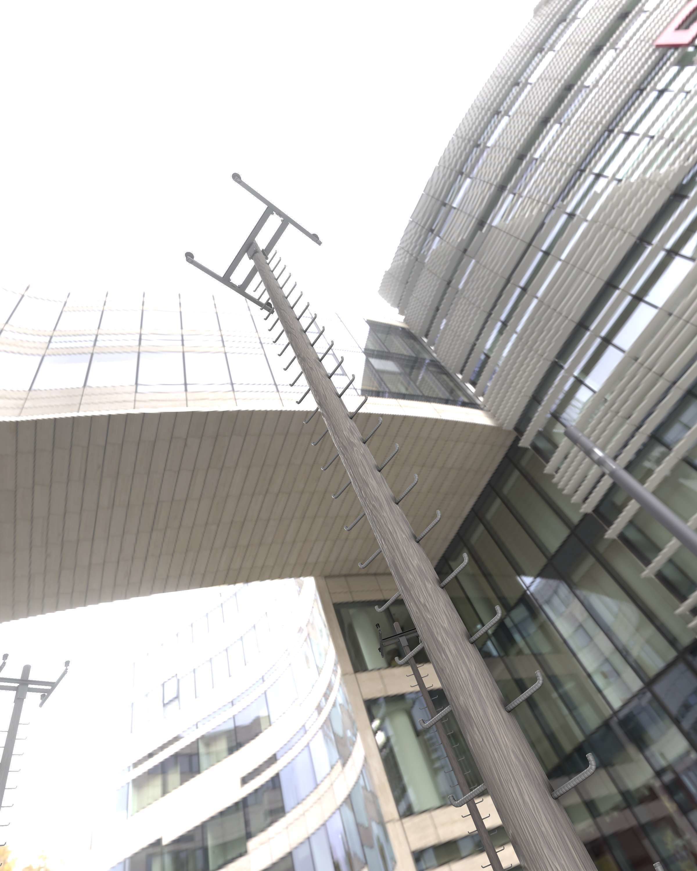 Wooden Electricity Pole with Ladder - Object 029 Low-poly 3D model_29