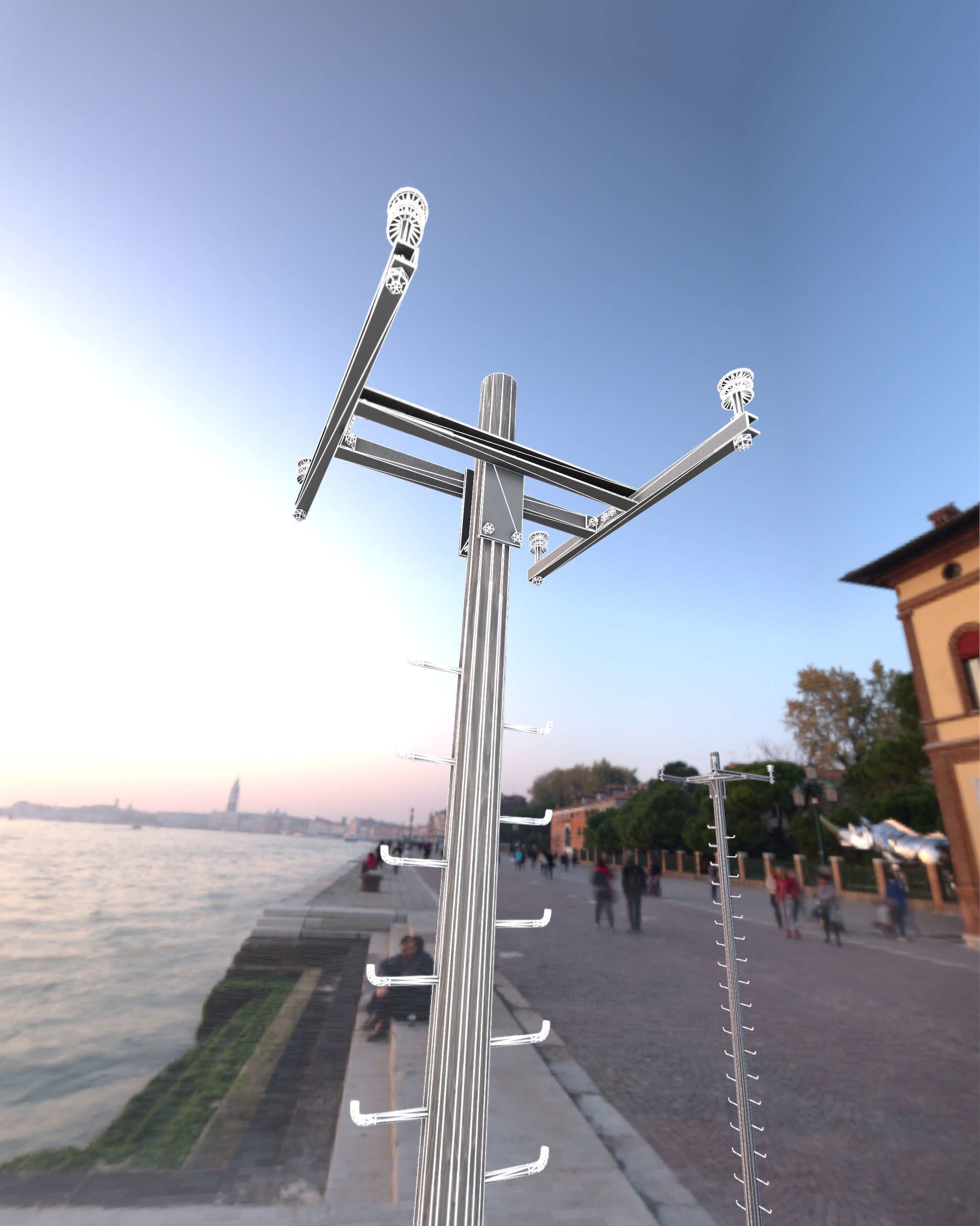 Wooden Electricity Pole with Ladder - Object 029 Low-poly 3D model_8