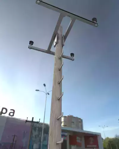 Wooden Electricity Pole with Ladder - Object 029 Low-poly 3D model