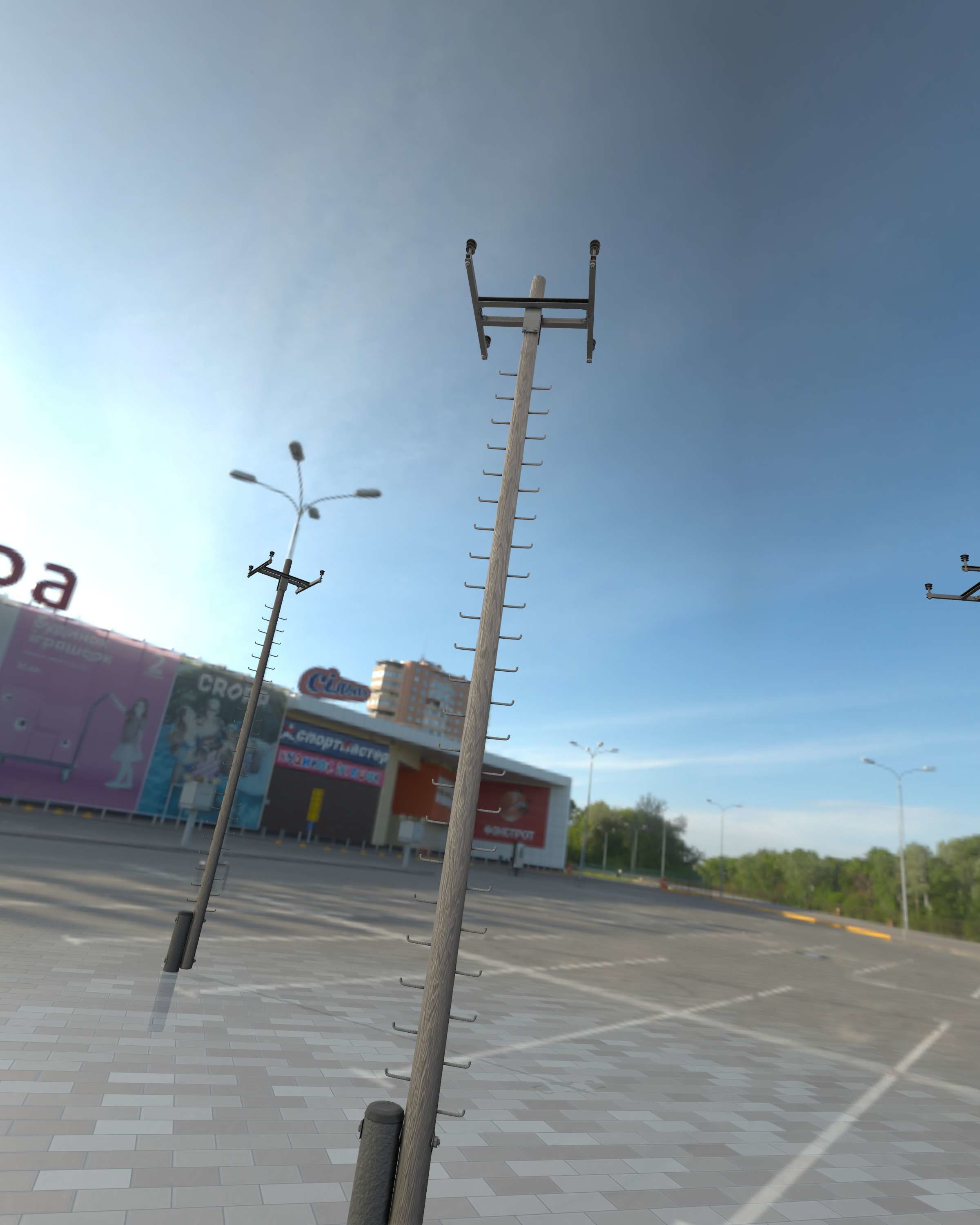 Wooden Electricity Pole with Ladder - Object 029 Low-poly 3D model_11