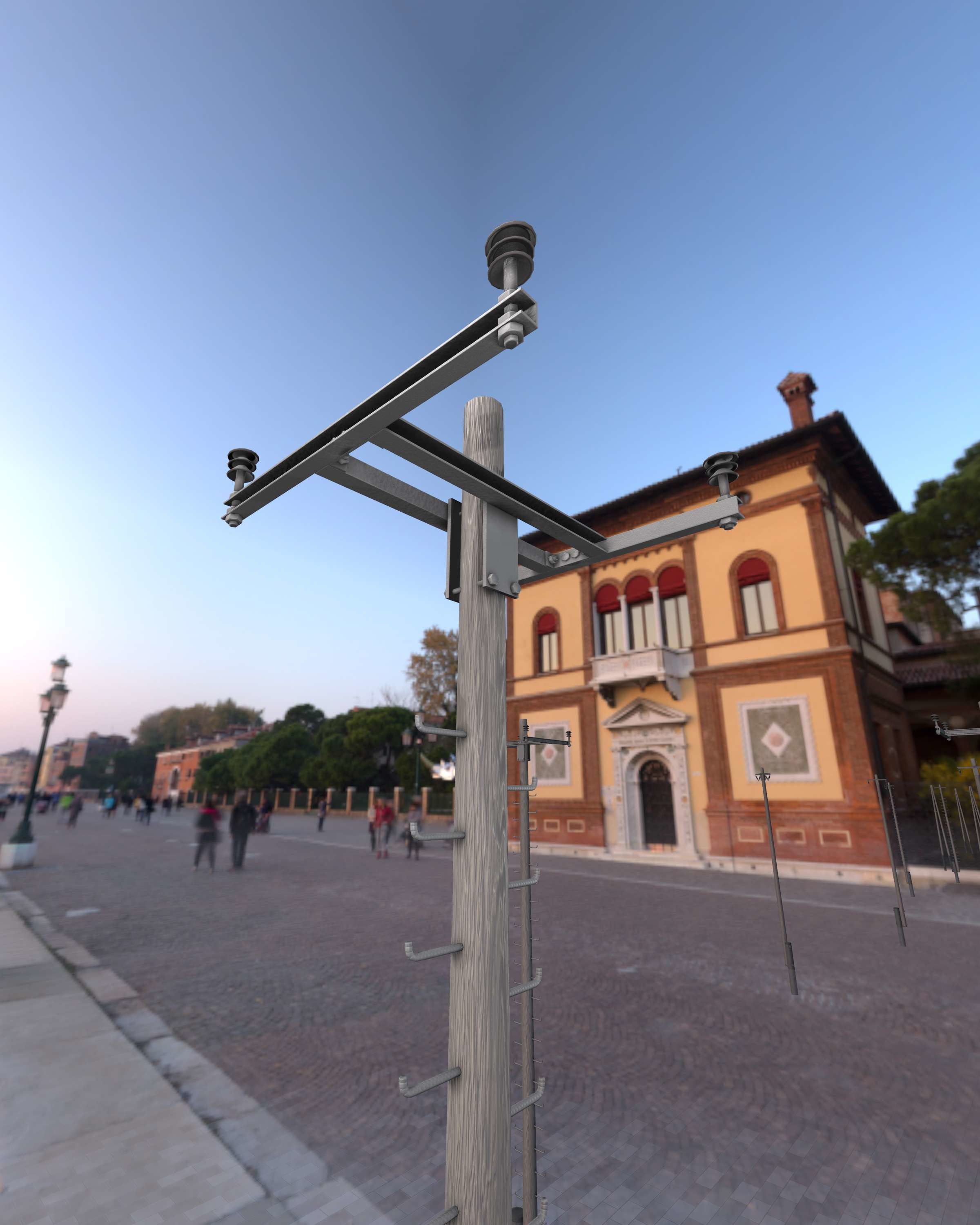 Wooden Electricity Pole with Ladder - Object 029 Low-poly 3D model_41