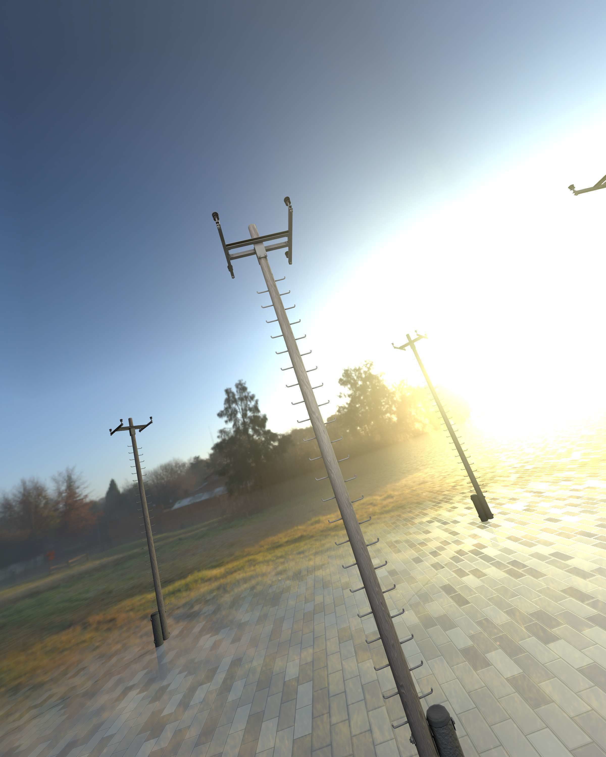 Wooden Electricity Pole with Ladder - Object 029 Low-poly 3D model_17