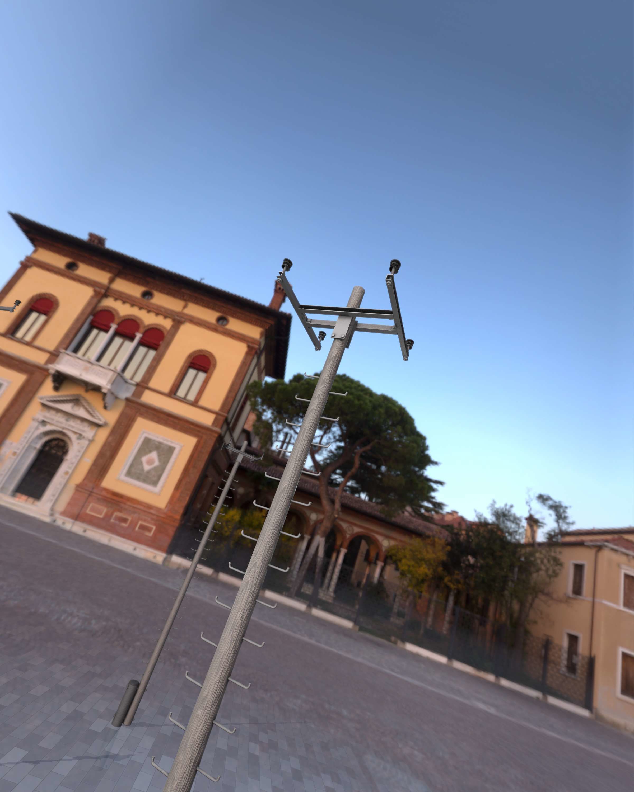 Wooden Electricity Pole with Ladder - Object 029 Low-poly 3D model_20