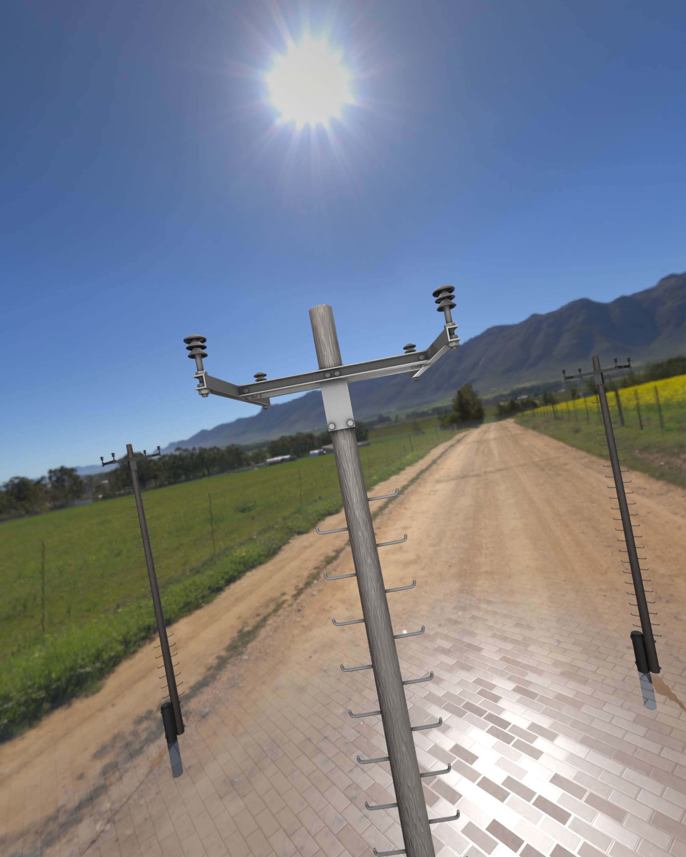 Wooden Electricity Pole with Ladder - Object 029 Low-poly 3D model_21