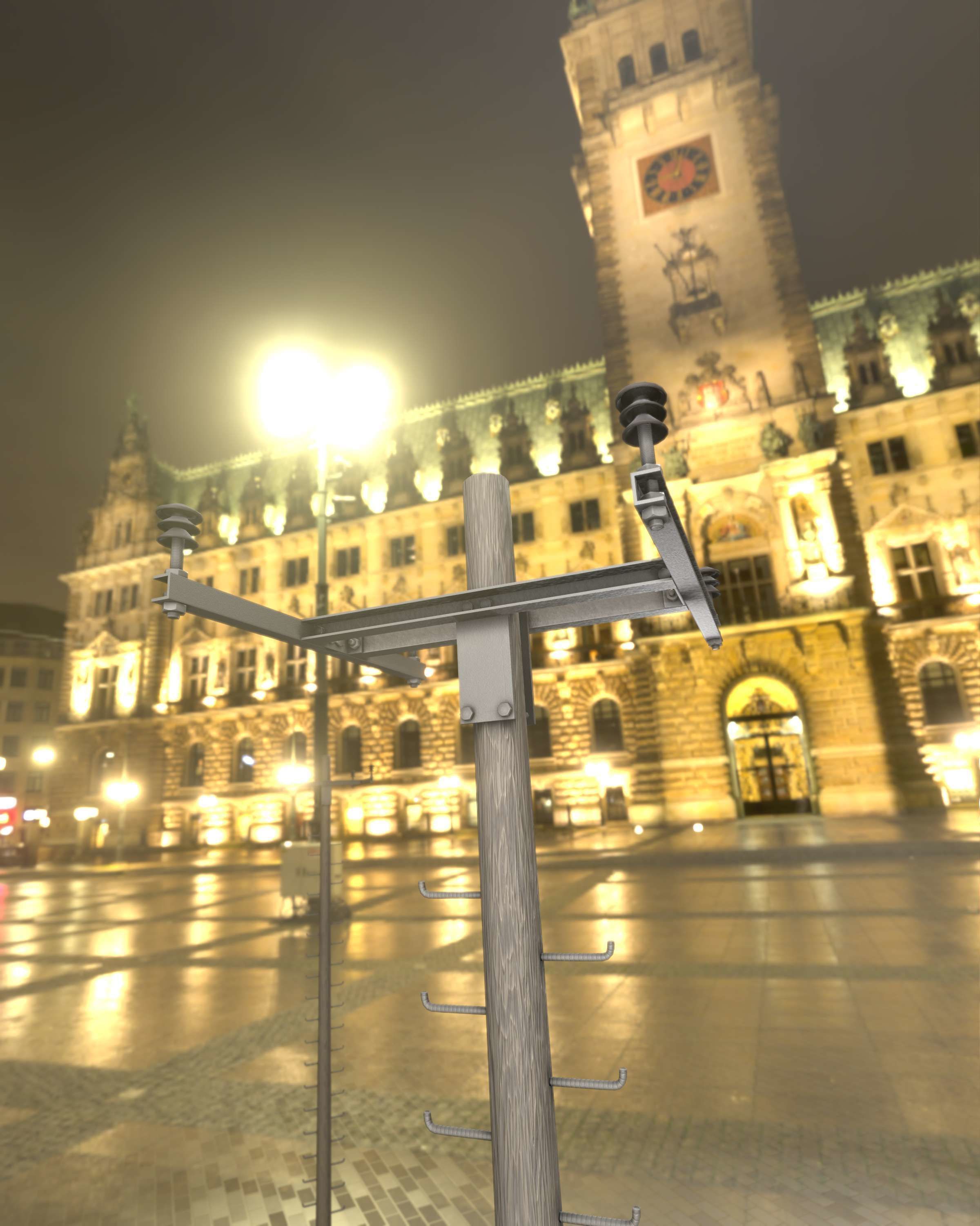 Wooden Electricity Pole with Ladder - Object 029 Low-poly 3D model_37