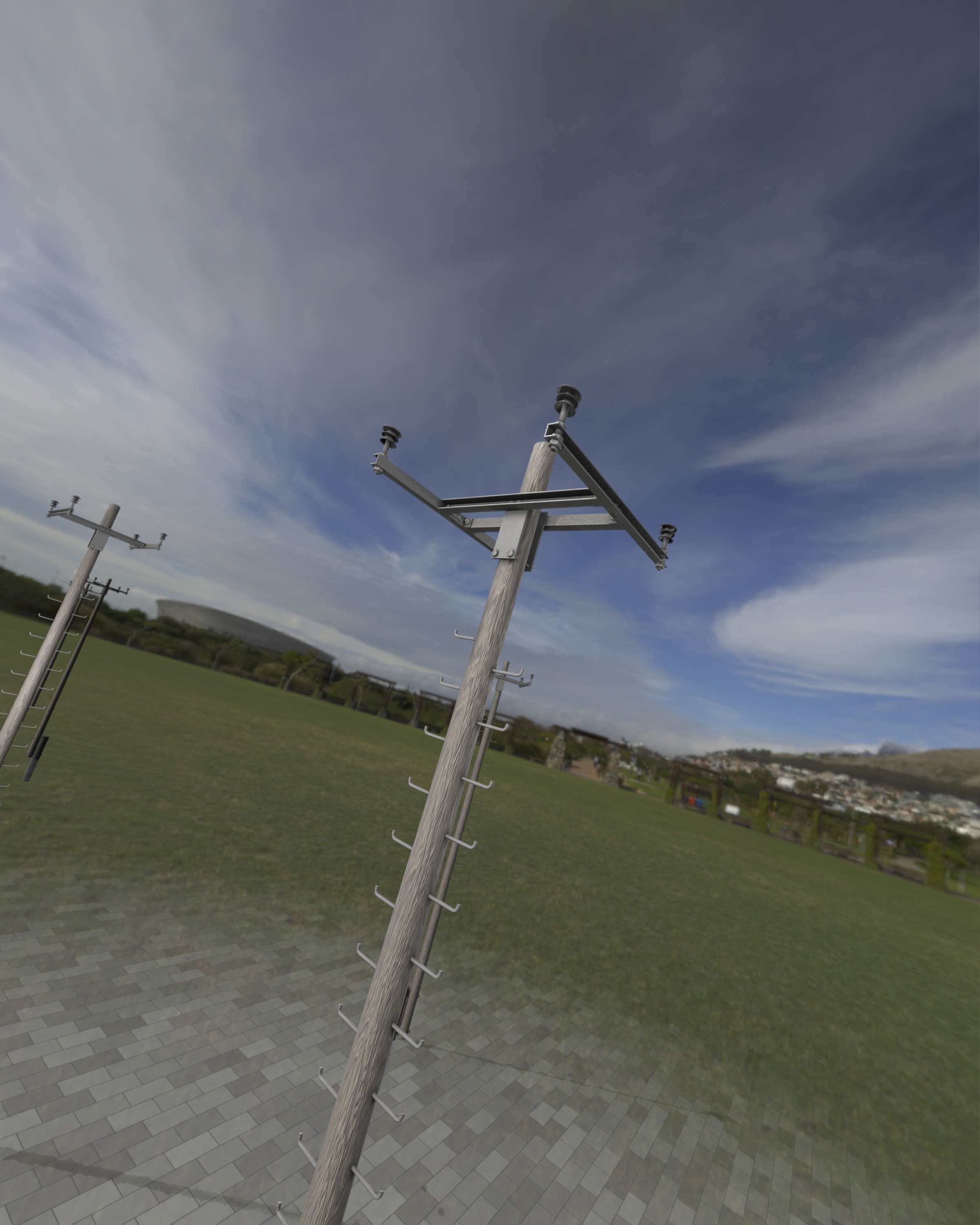 Wooden Electricity Pole with Ladder - Object 029 Low-poly 3D model_18
