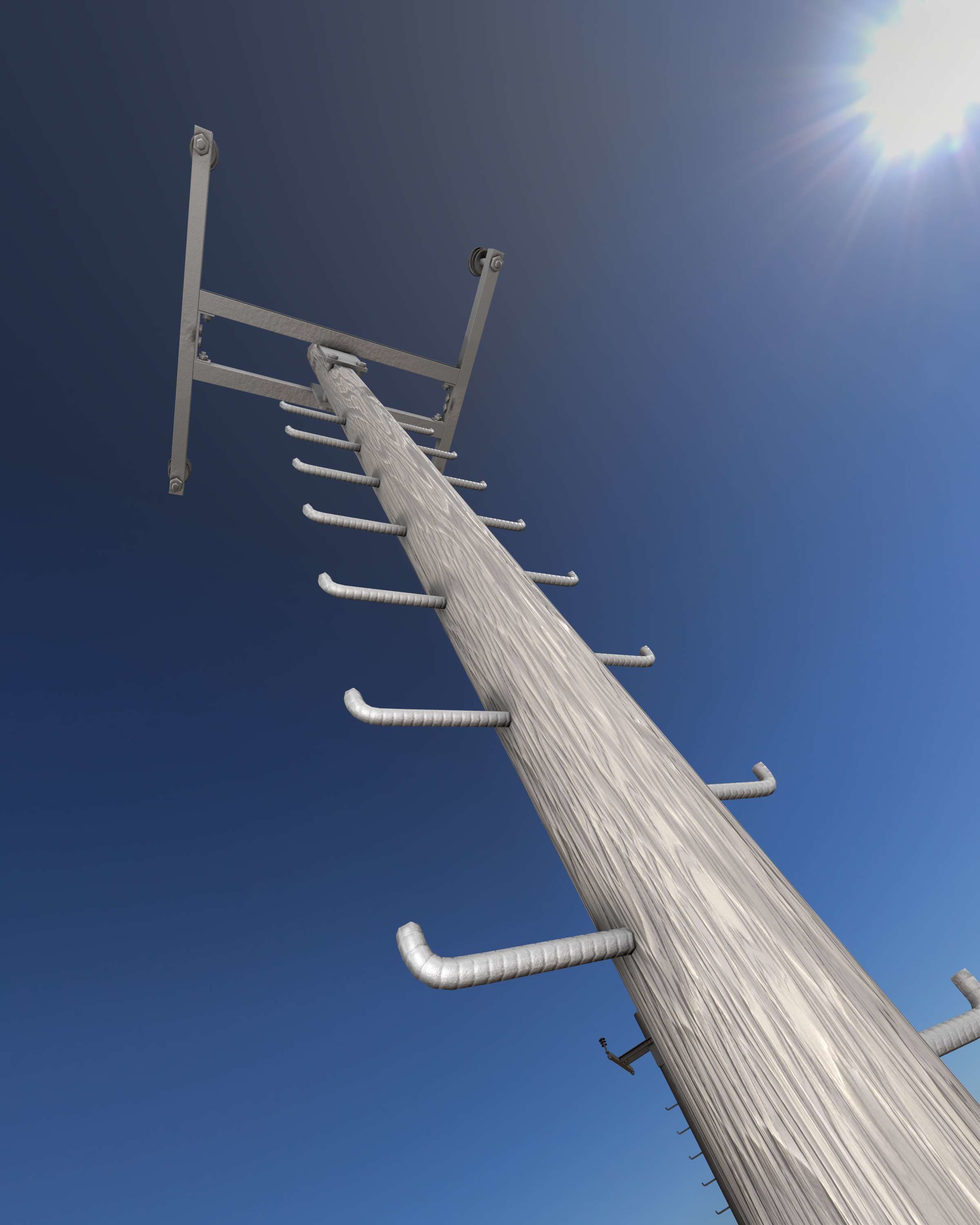 Wooden Electricity Pole with Ladder - Object 029 Low-poly 3D model_42