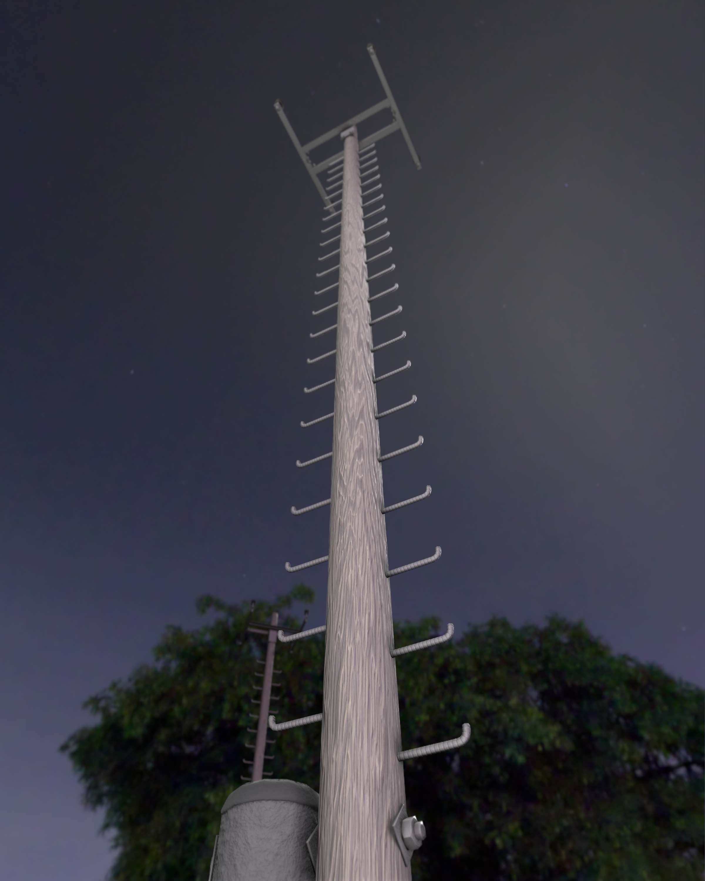 Wooden Electricity Pole with Ladder - Object 029 Low-poly 3D model_36