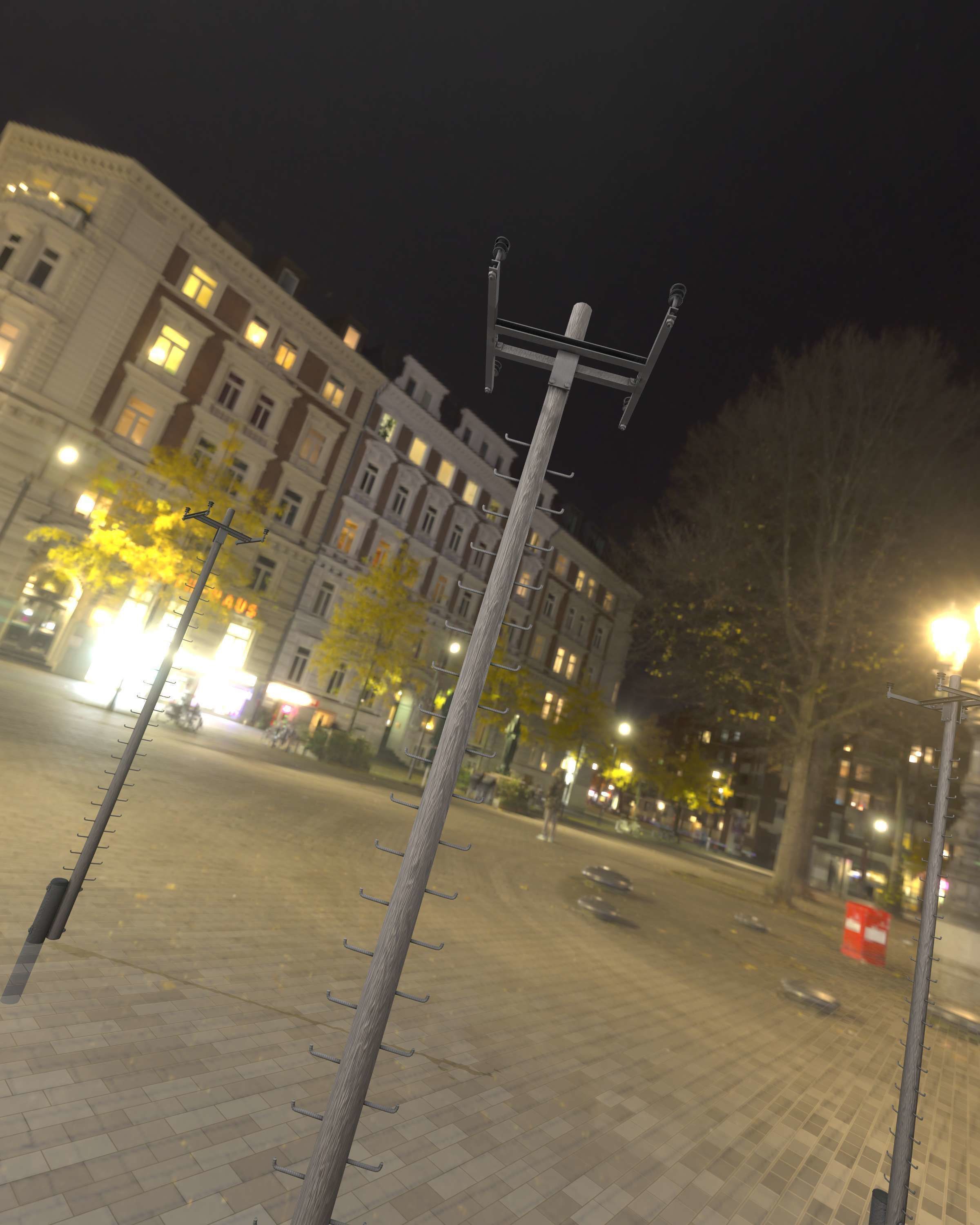 Wooden Electricity Pole with Ladder - Object 029 Low-poly 3D model_13