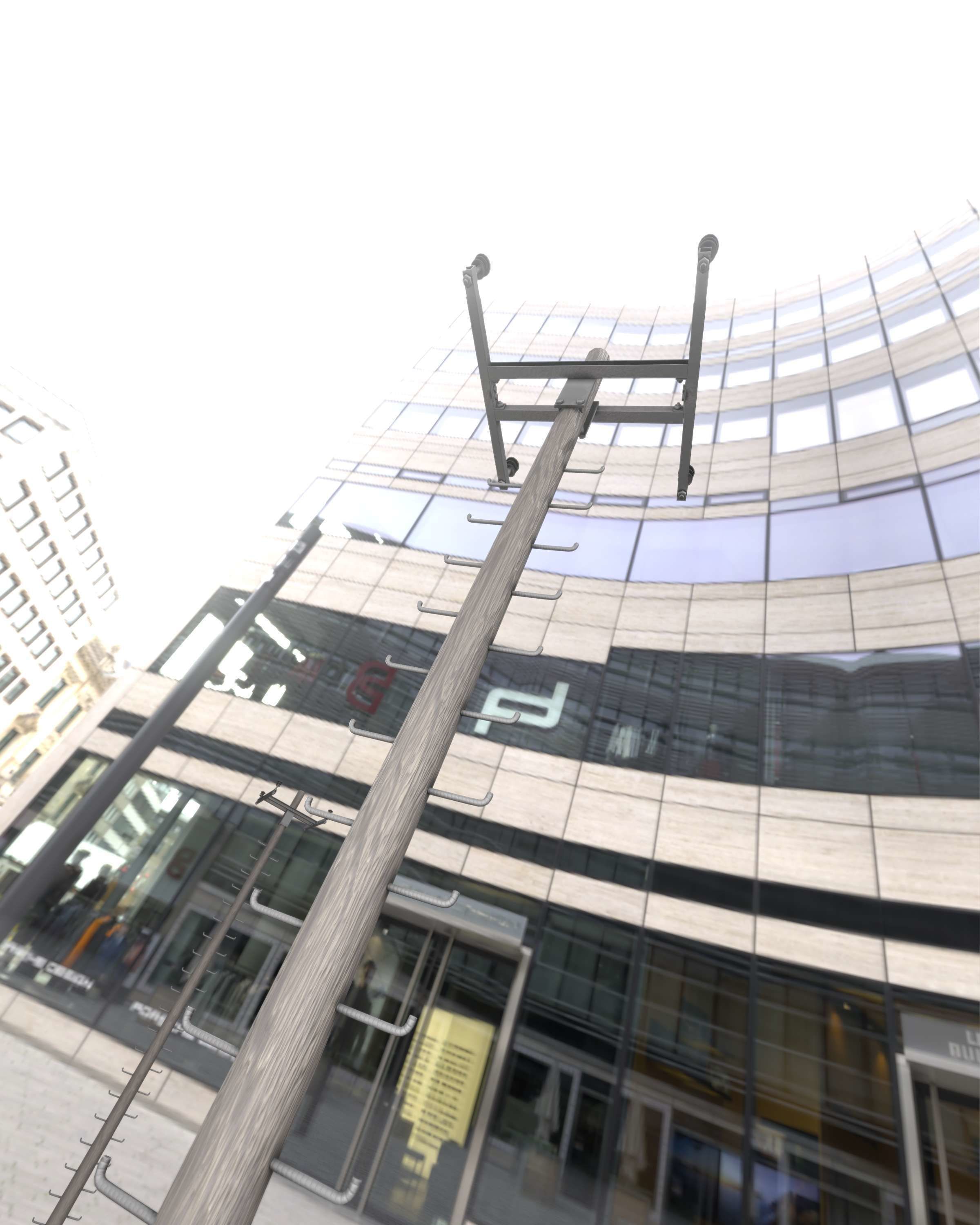 Wooden Electricity Pole with Ladder - Object 029 Low-poly 3D model_43