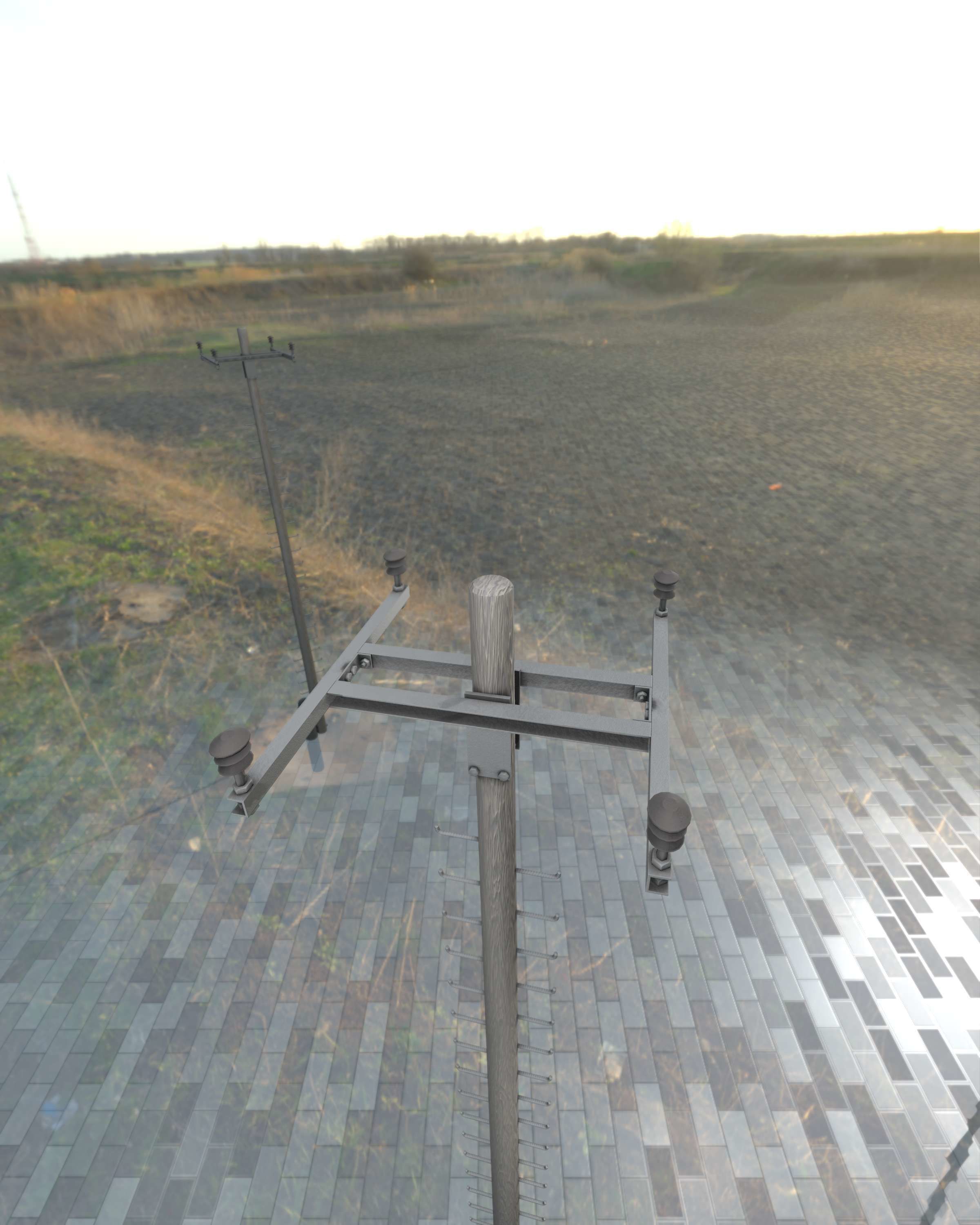 Wooden Electricity Pole with Ladder - Object 029 Low-poly 3D model_34