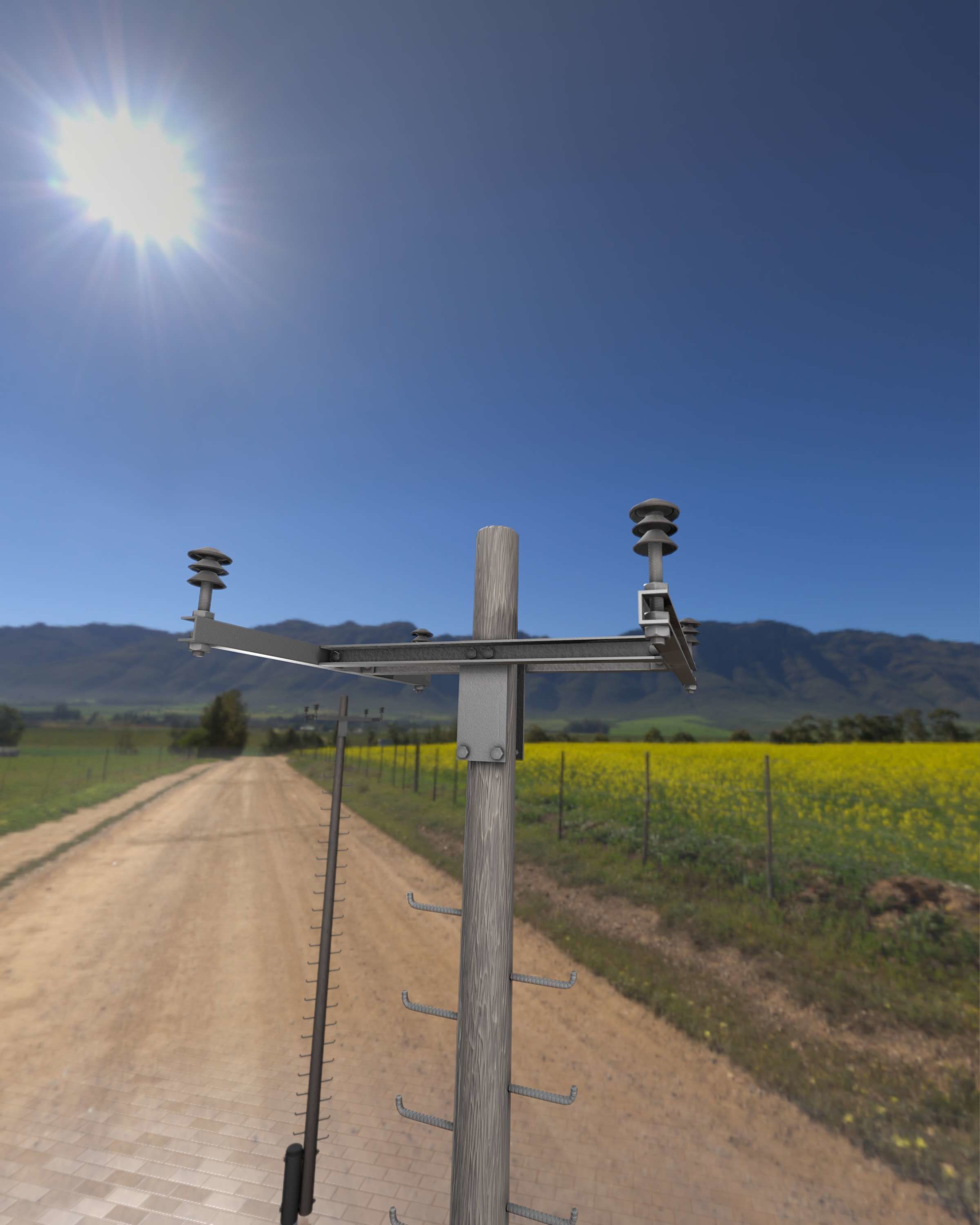 Wooden Electricity Pole with Ladder - Object 029 Low-poly 3D model_10