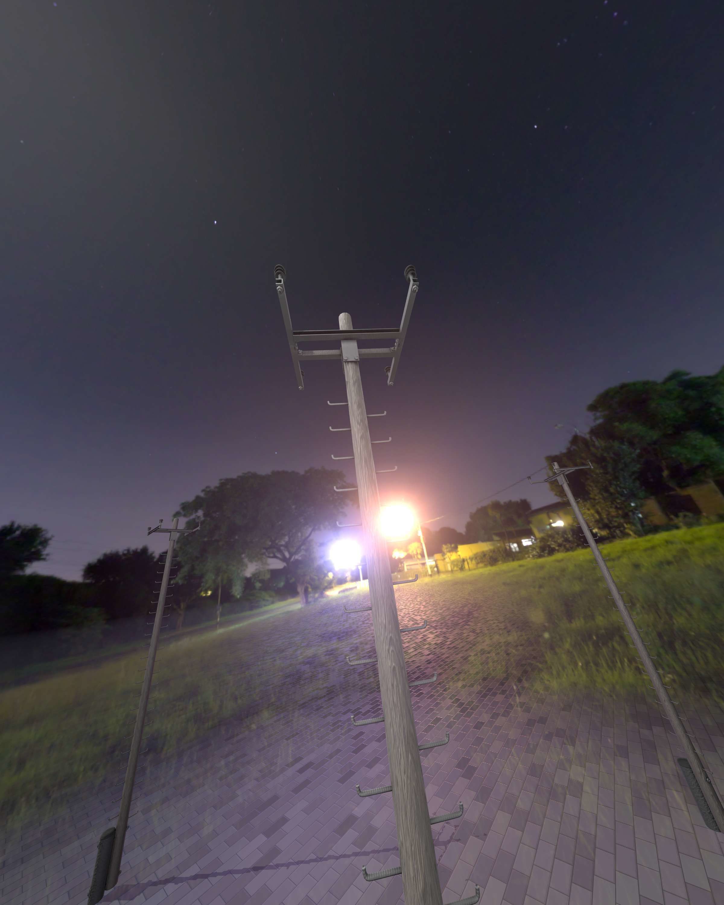 Wooden Electricity Pole with Ladder - Object 029 Low-poly 3D model_45