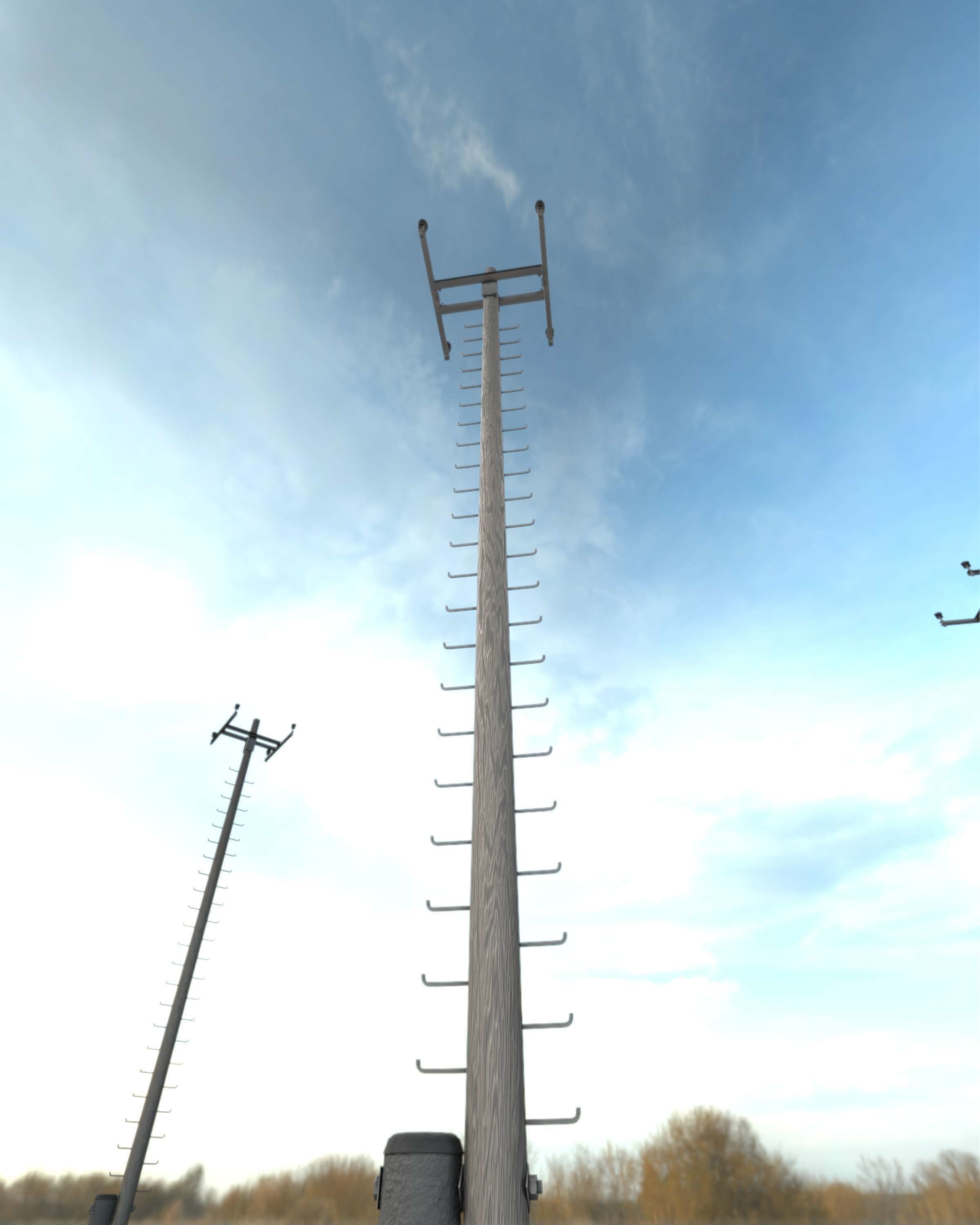 Wooden Electricity Pole with Ladder - Object 029 Low-poly 3D model_12