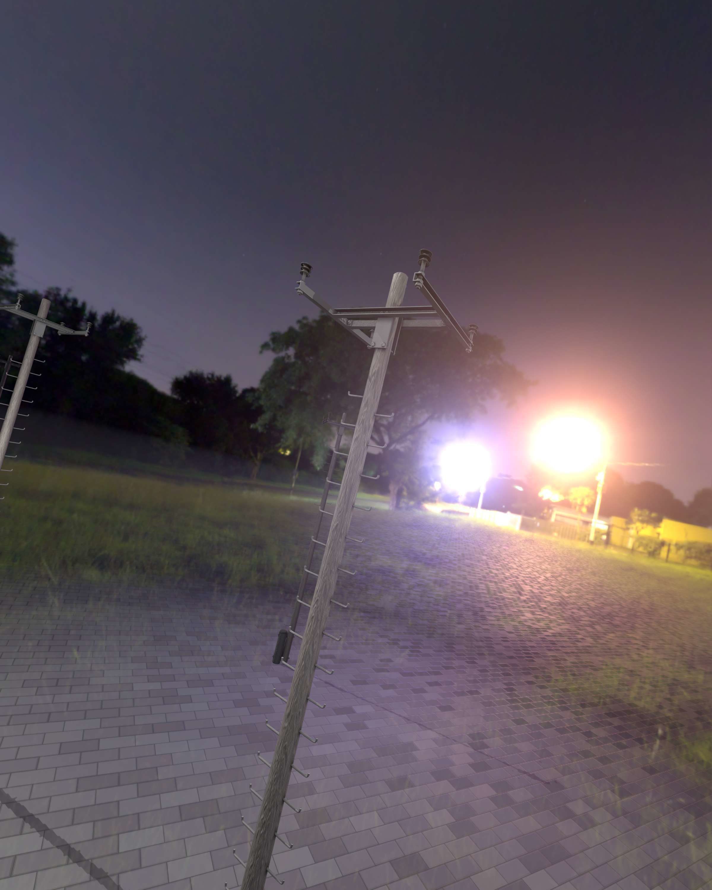 Wooden Electricity Pole with Ladder - Object 029 Low-poly 3D model_15