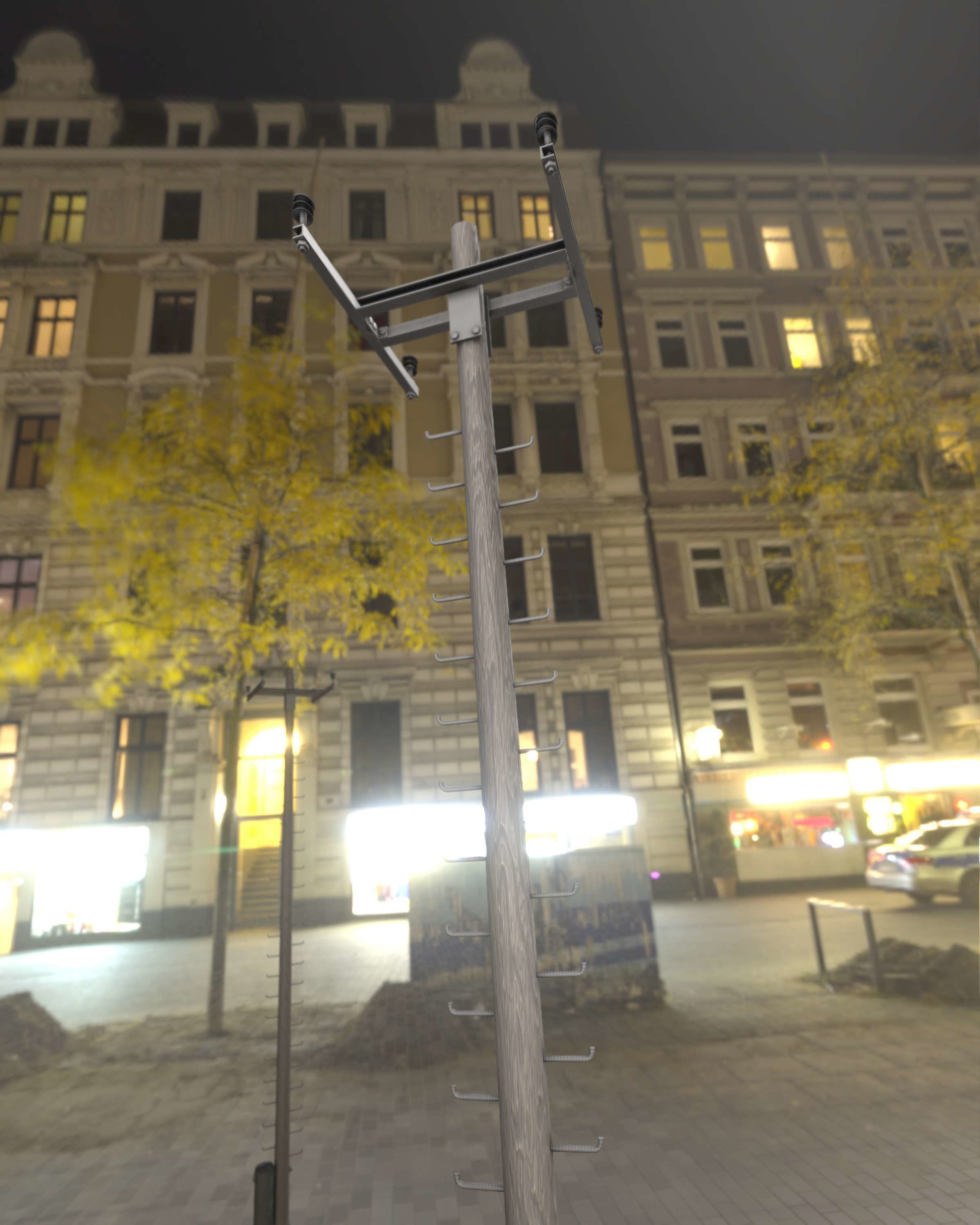 Wooden Electricity Pole with Ladder - Object 029 Low-poly 3D model_35