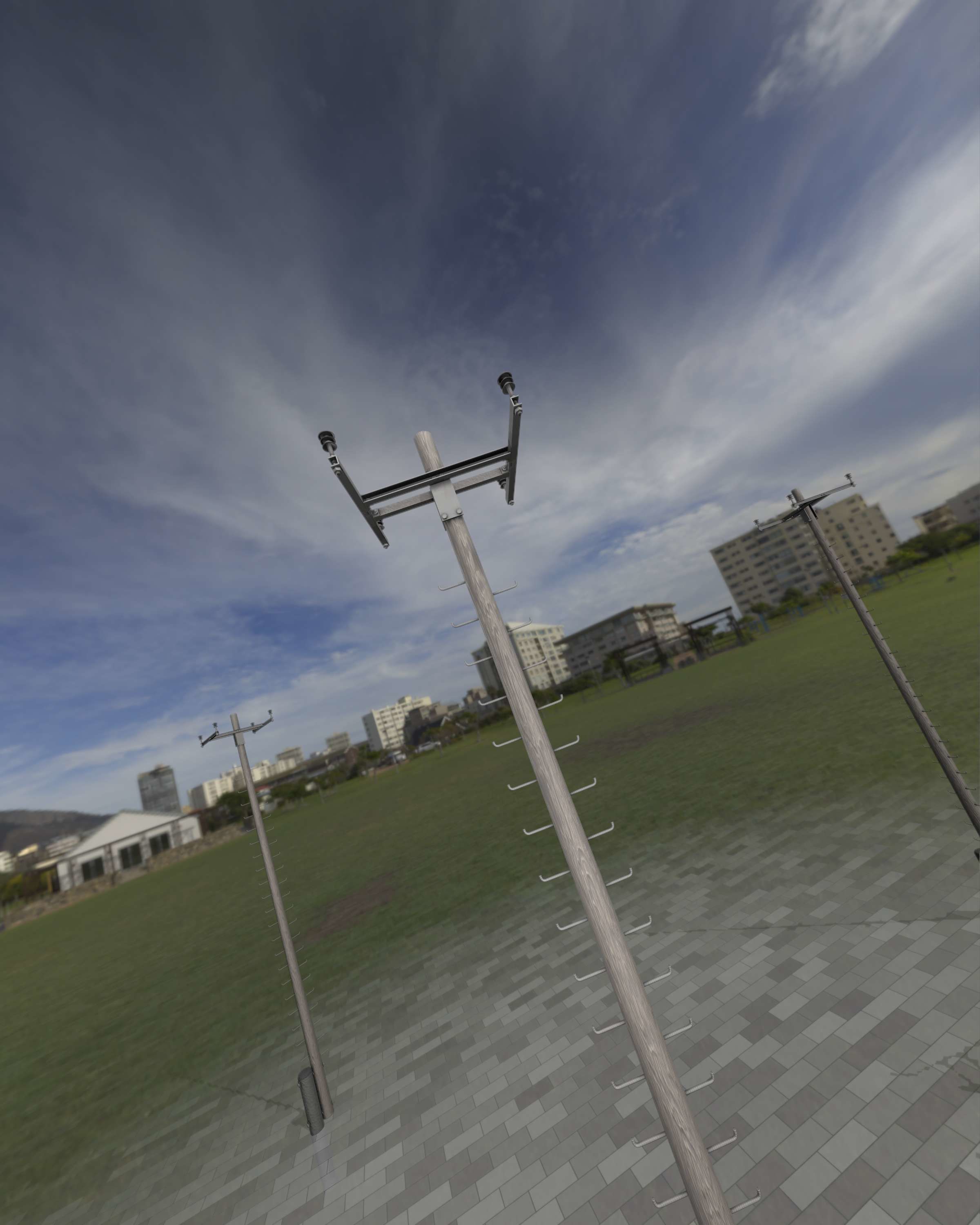 Wooden Electricity Pole with Ladder - Object 029 Low-poly 3D model_27