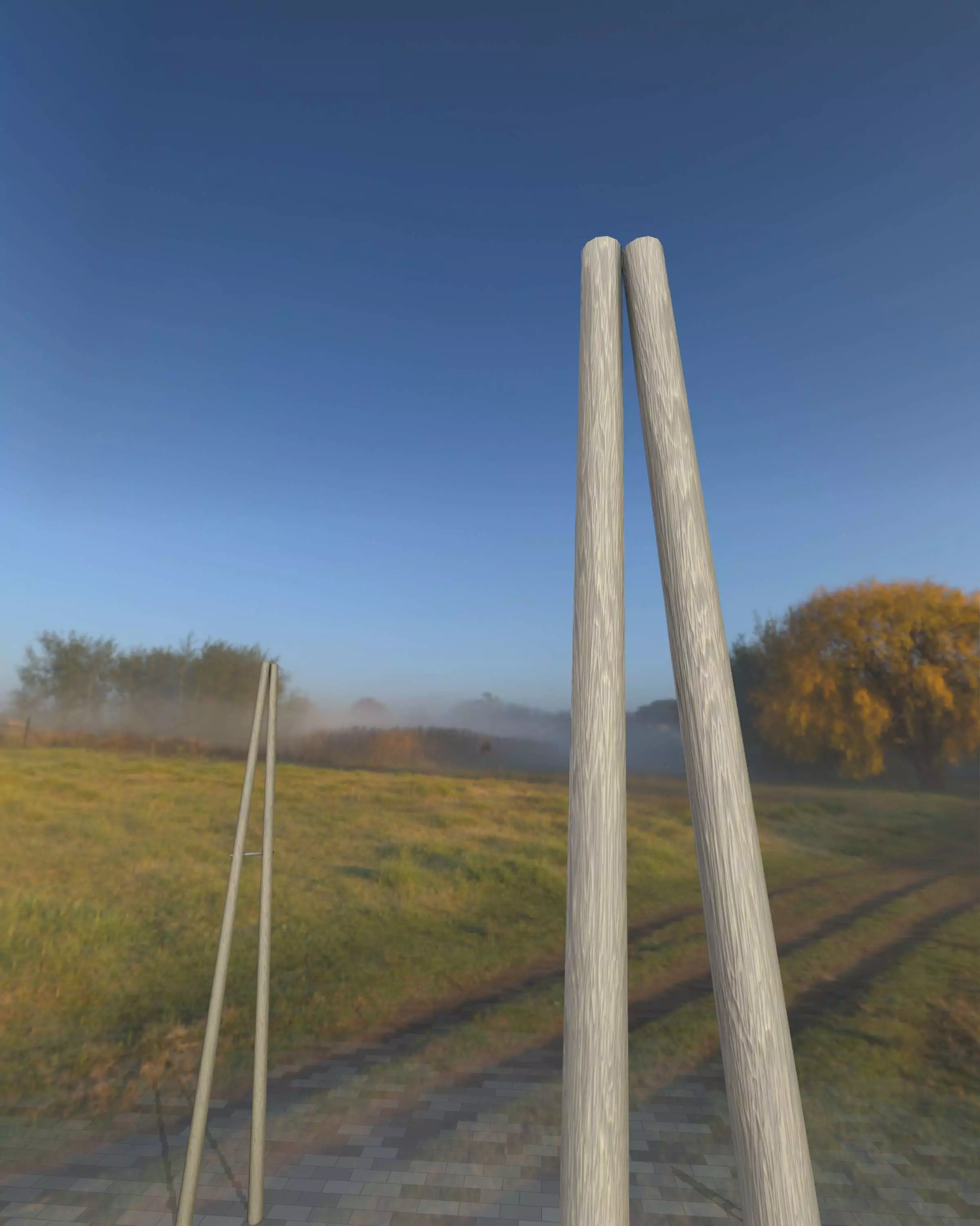 Wooden A-Pole without Ladder - Object 032 Low-poly 3D model_0