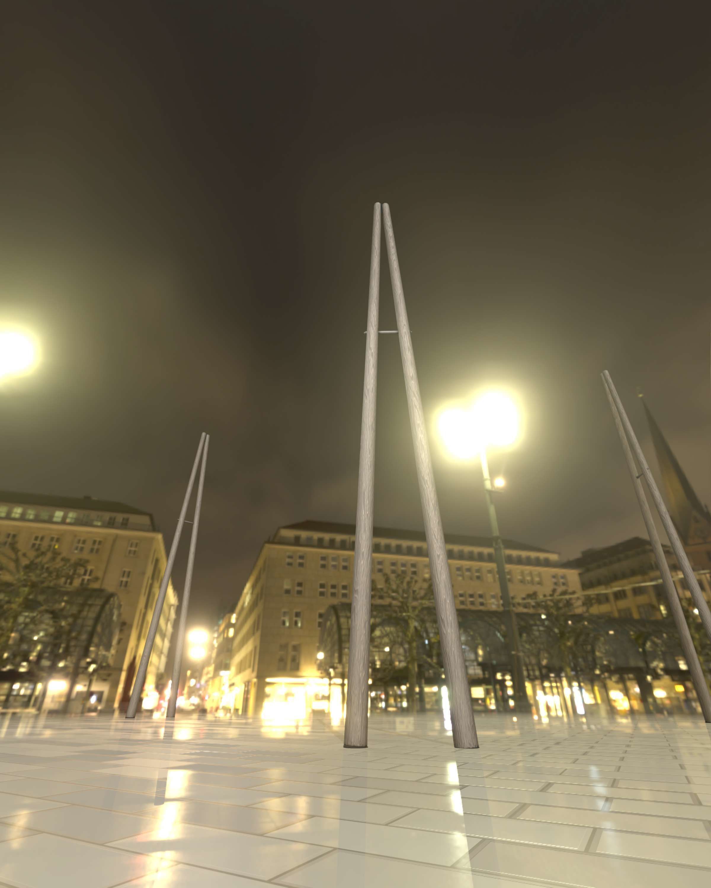 Wooden A-Pole without Ladder - Object 032 Low-poly 3D model_5