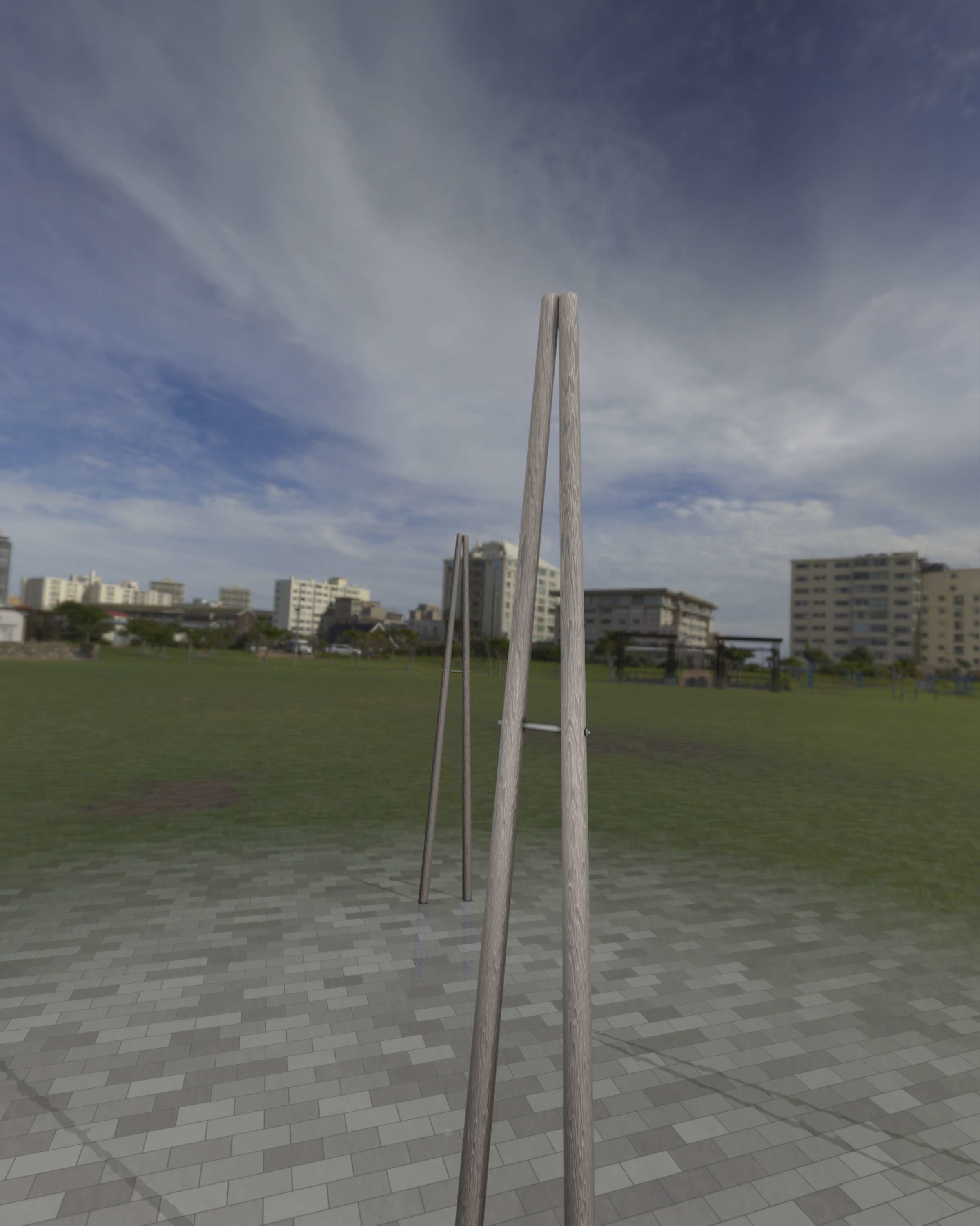 Wooden A-Pole without Ladder - Object 032 Low-poly 3D model_3