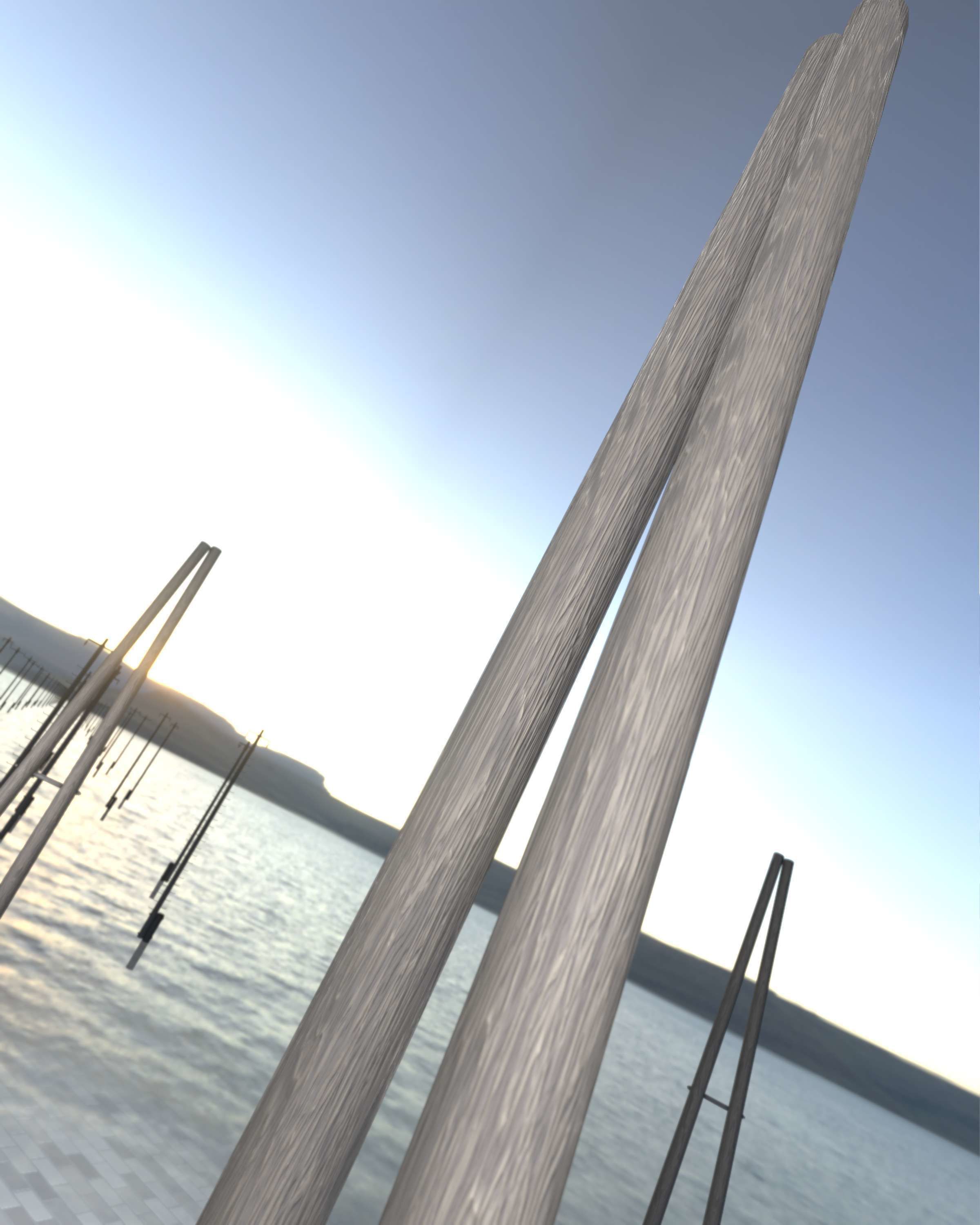 Wooden A-Pole without Ladder - Object 032 Low-poly 3D model_24