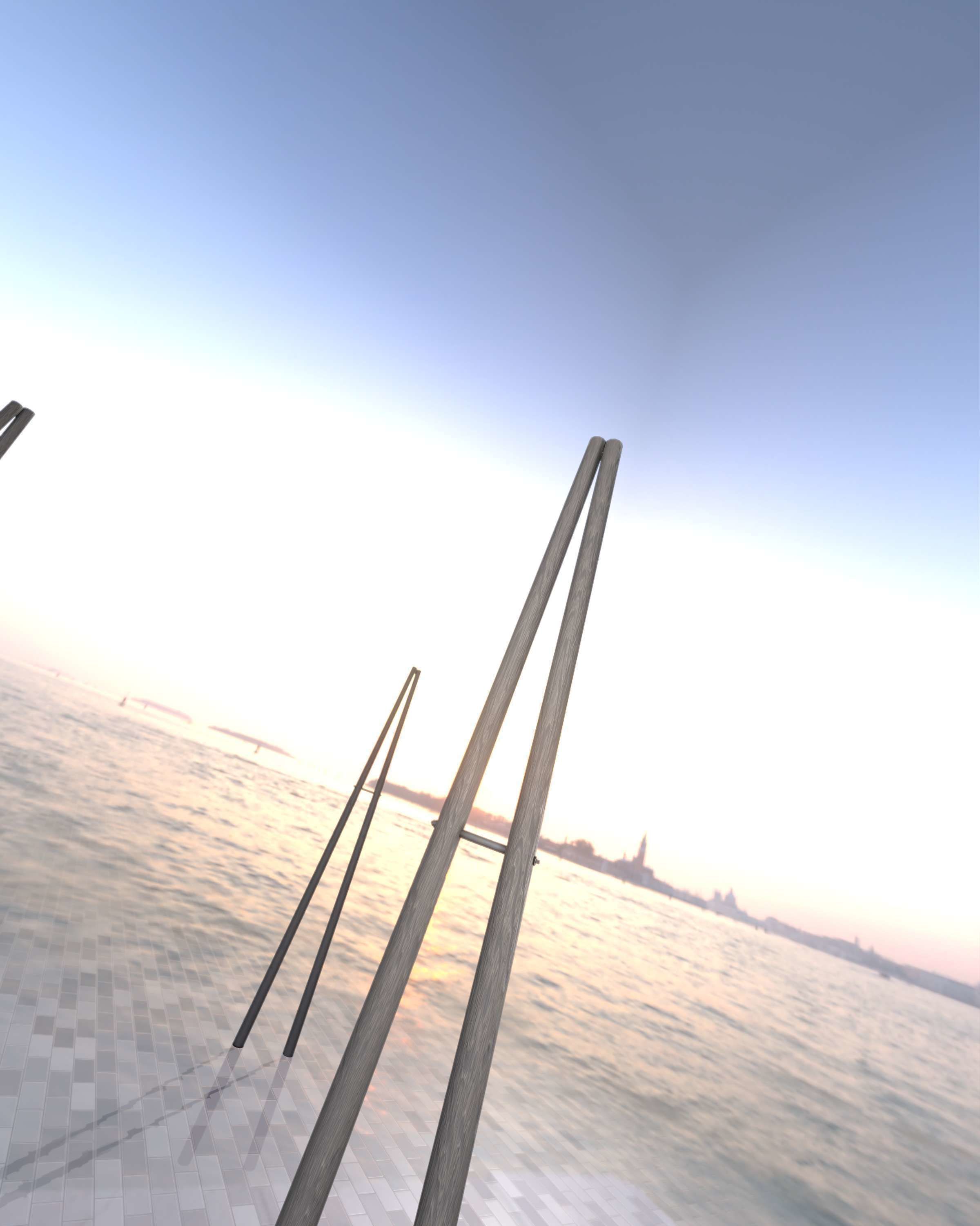 Wooden A-Pole without Ladder - Object 032 Low-poly 3D model_18