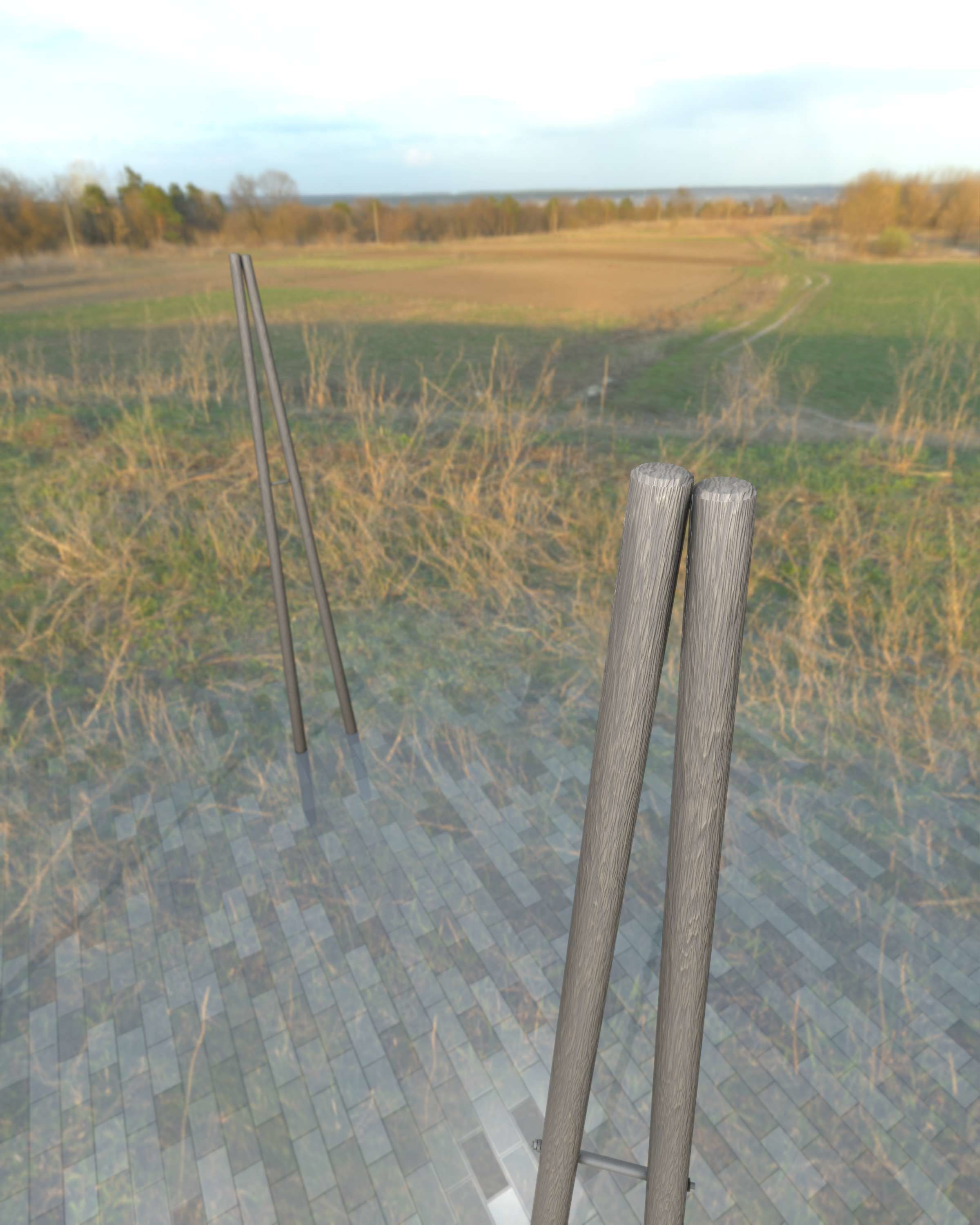 Wooden A-Pole without Ladder - Object 032 Low-poly 3D model_33