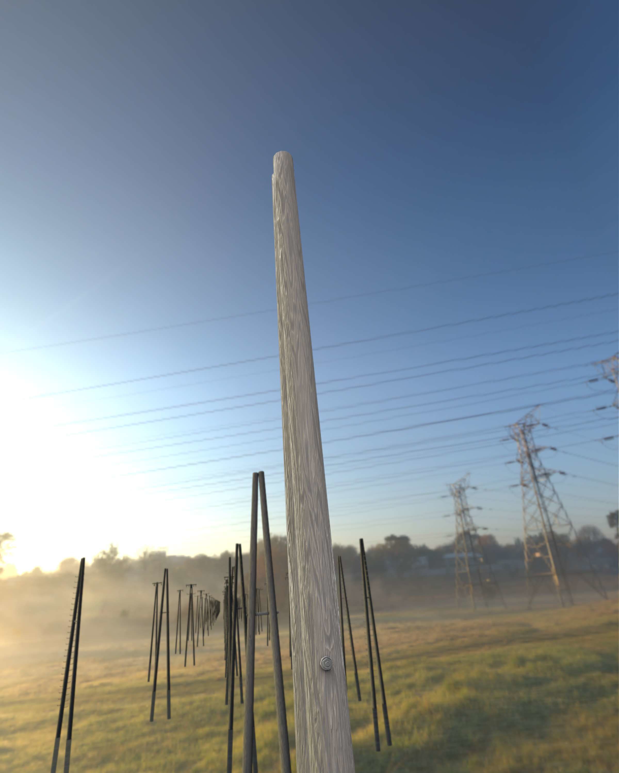 Wooden A-Pole without Ladder - Object 032 Low-poly 3D model_45