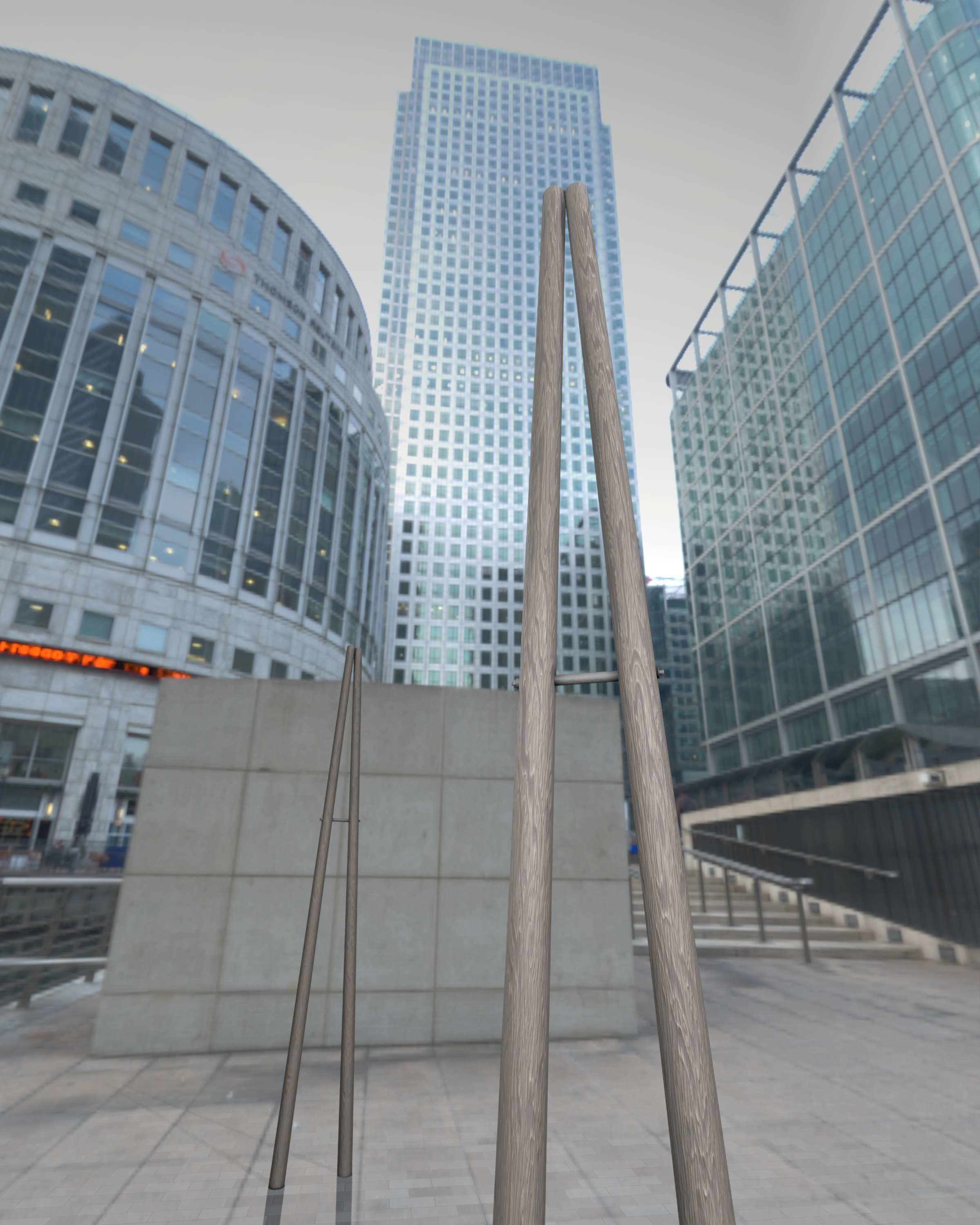 Wooden A-Pole without Ladder - Object 032 Low-poly 3D model_9