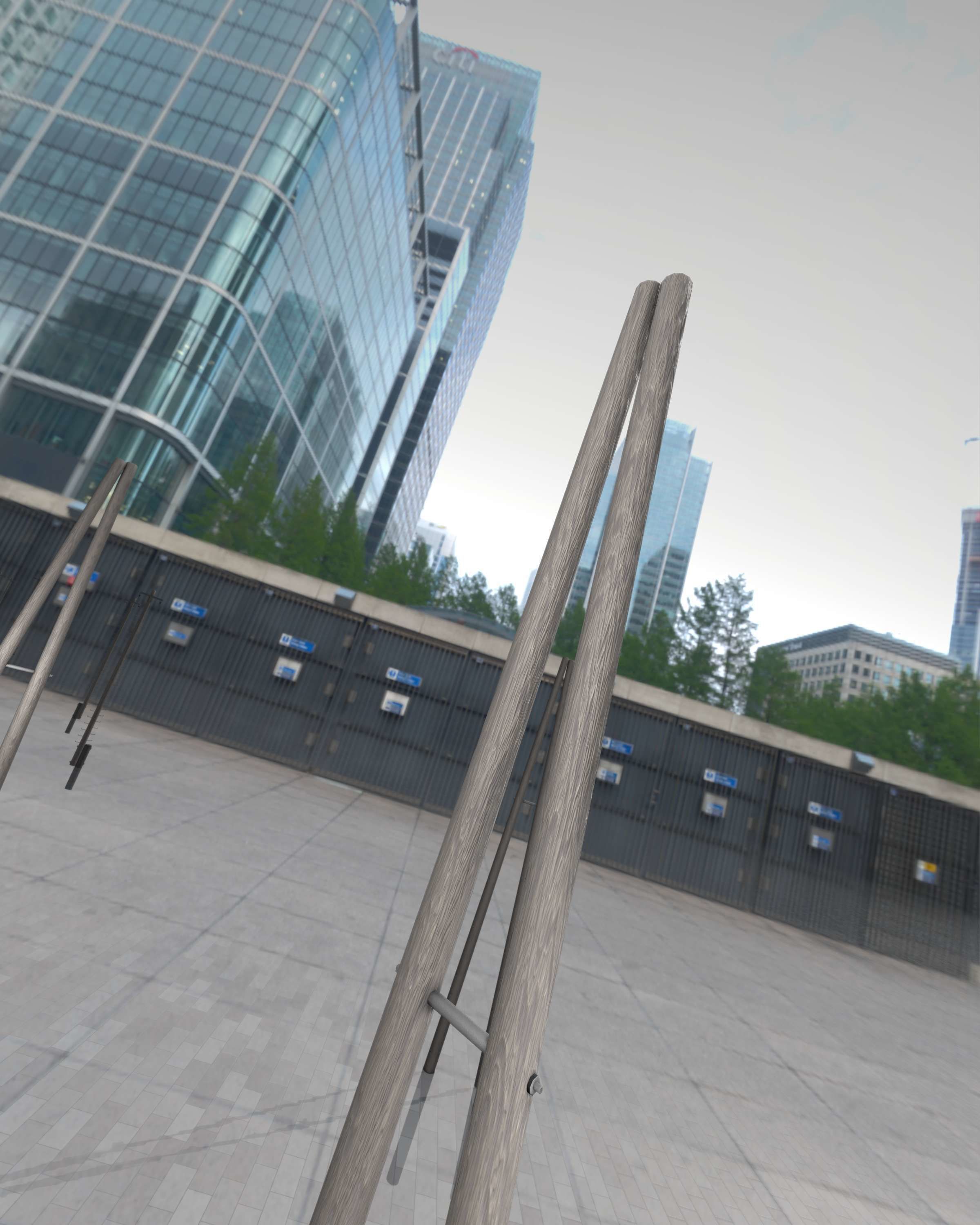 Wooden A-Pole without Ladder - Object 032 Low-poly 3D model_17