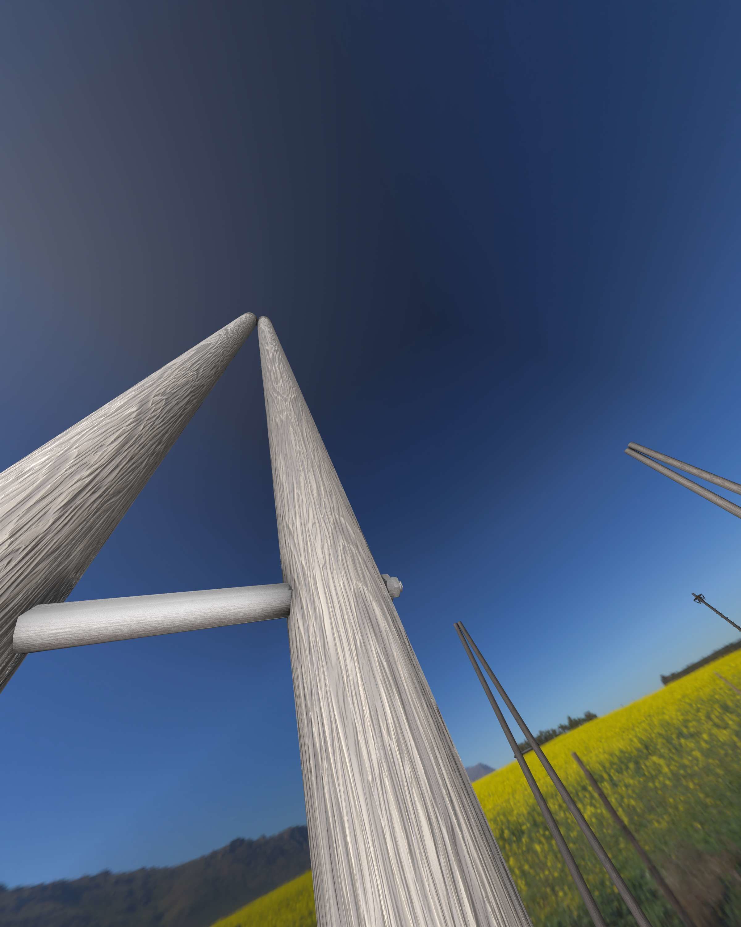 Wooden A-Pole without Ladder - Object 032 Low-poly 3D model_41