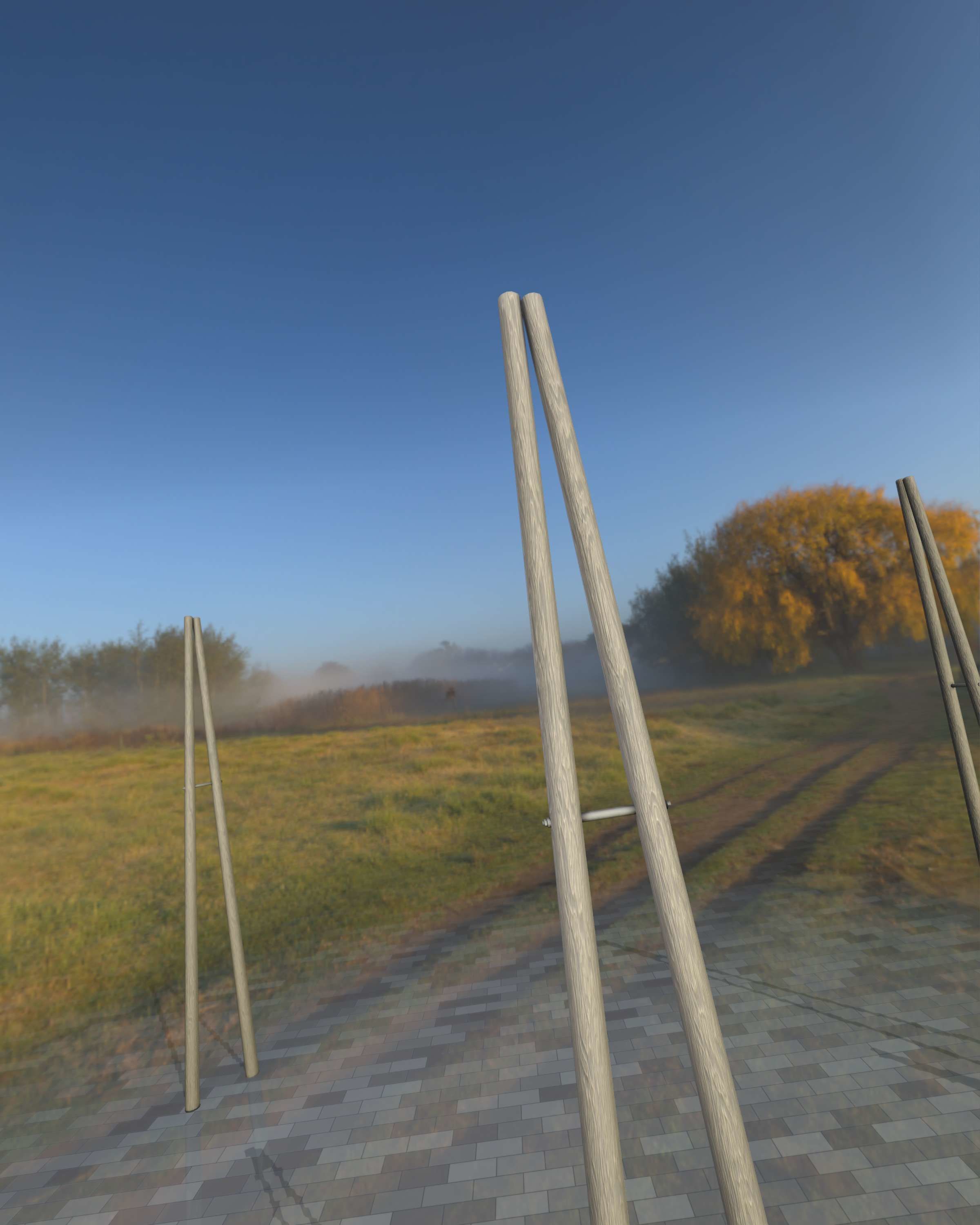 Wooden A-Pole without Ladder - Object 032 Low-poly 3D model_37