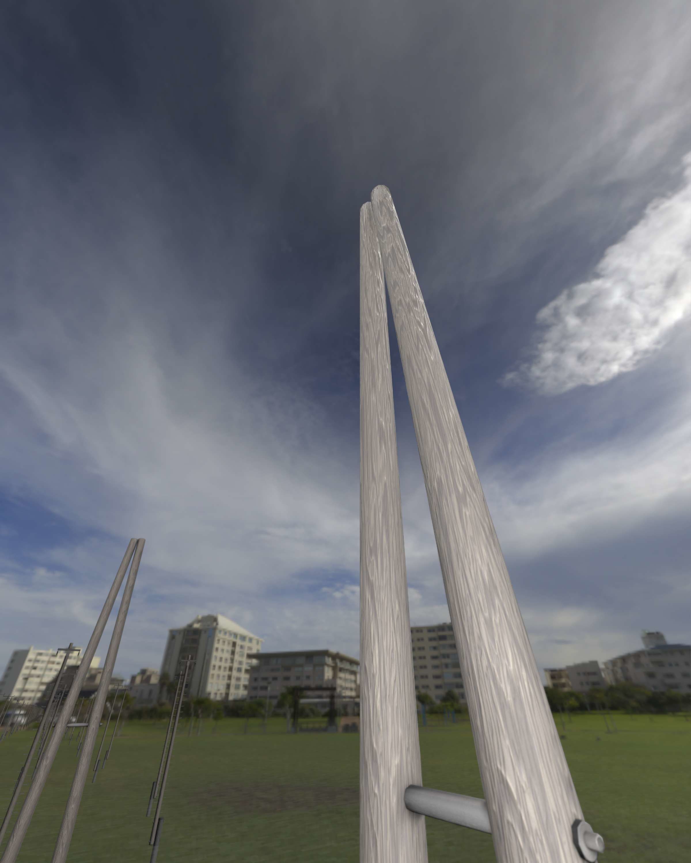 Wooden A-Pole without Ladder - Object 032 Low-poly 3D model_46