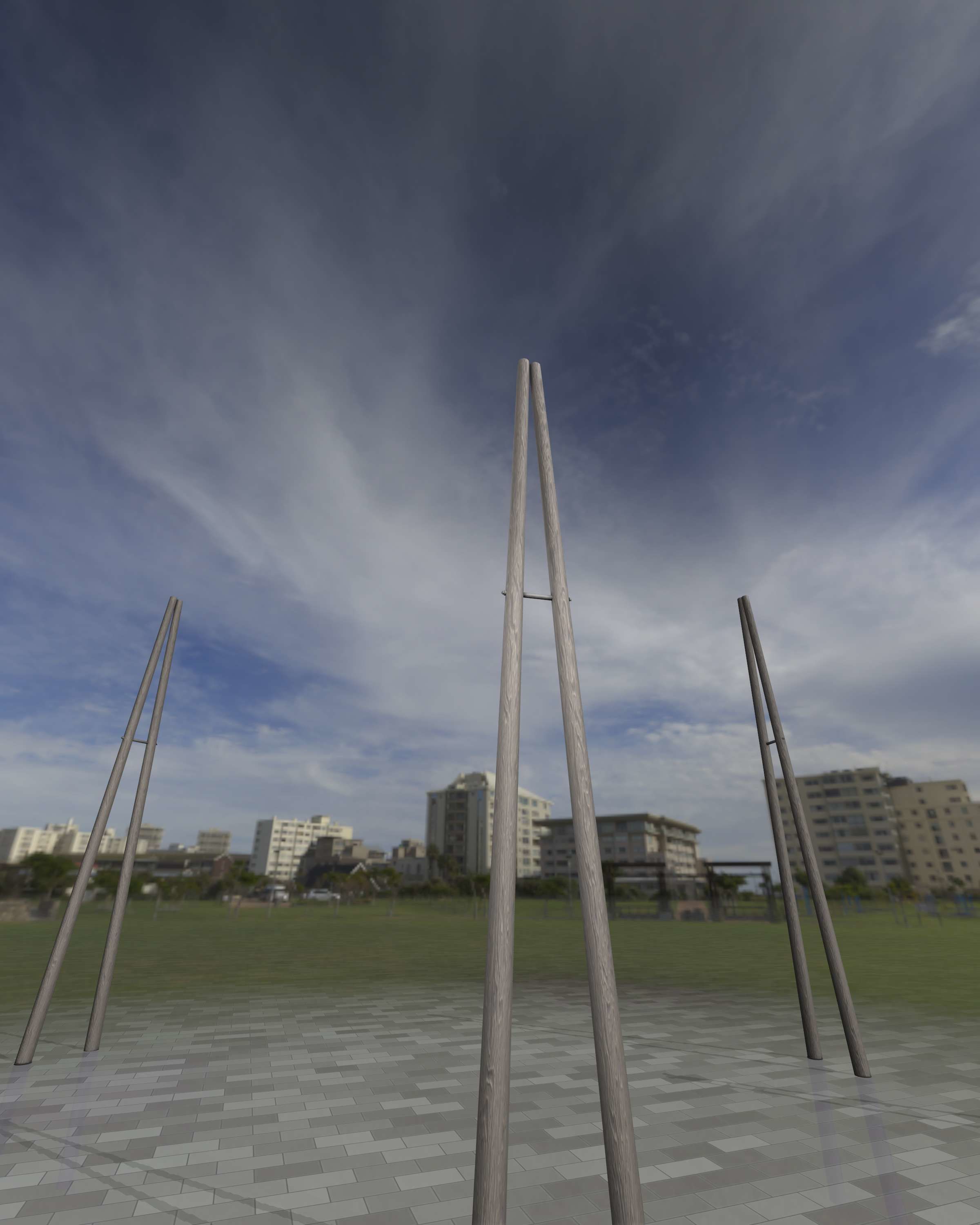 Wooden A-Pole without Ladder - Object 032 Low-poly 3D model_38