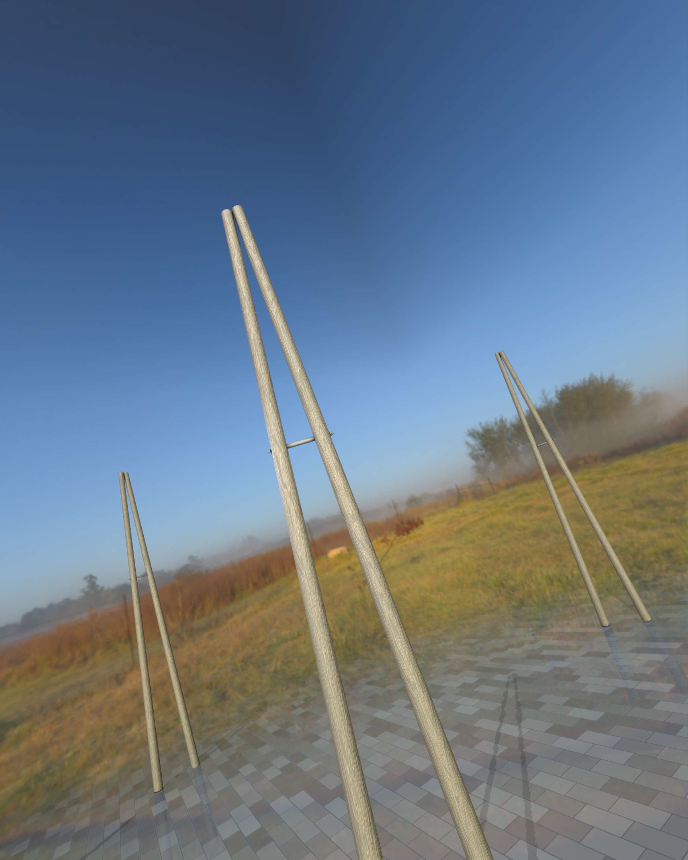 Wooden A-Pole without Ladder - Object 032 Low-poly 3D model_15