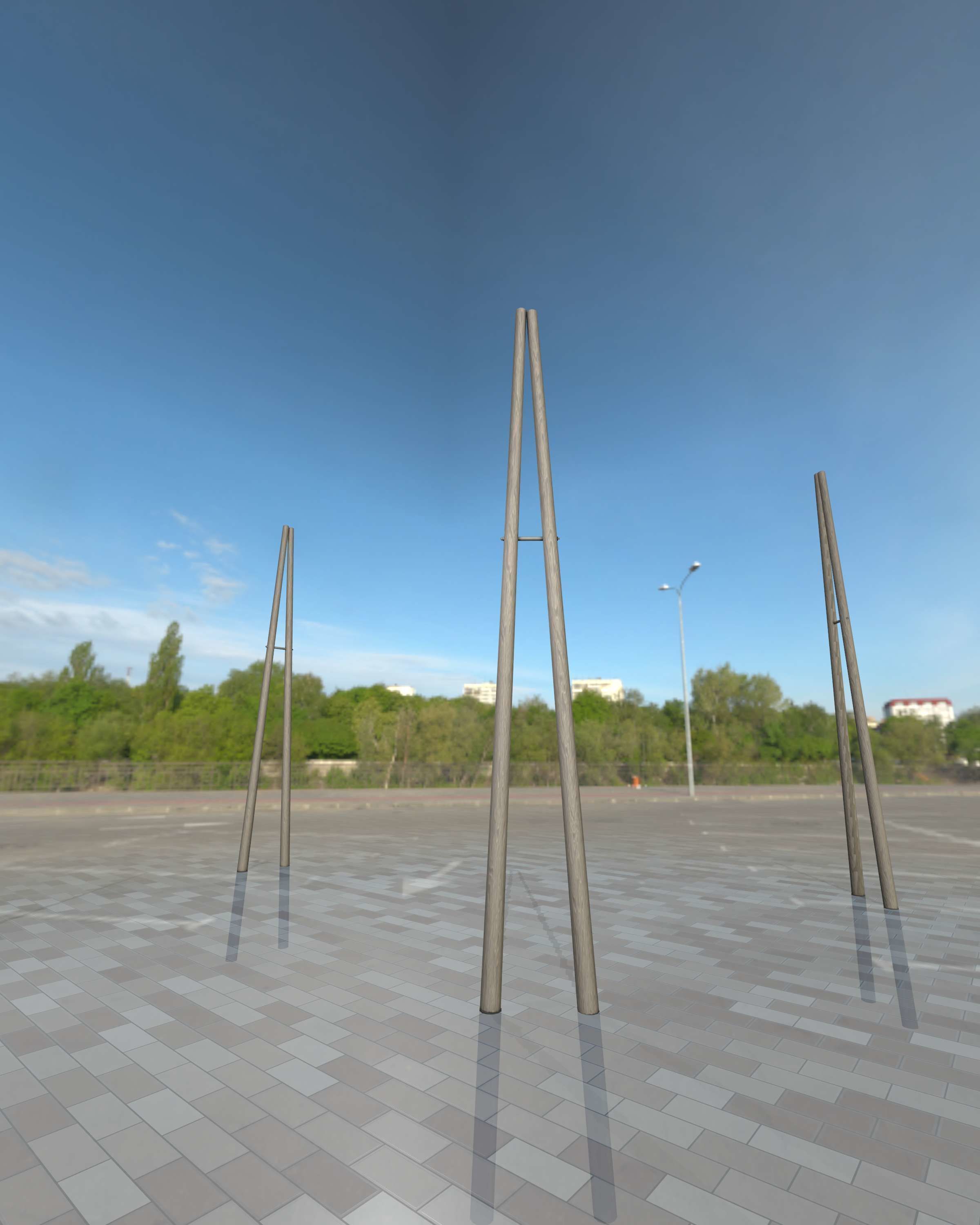 Wooden A-Pole without Ladder - Object 032 Low-poly 3D model_4
