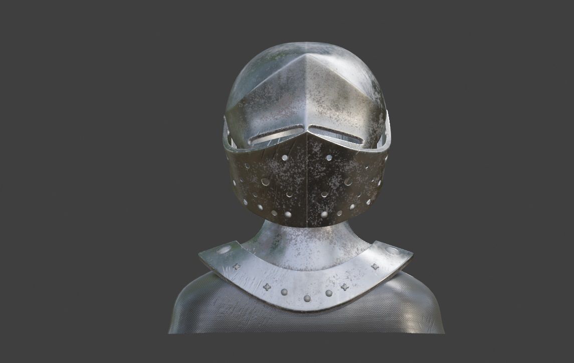 knight helmet armor Low-poly 3D model_7