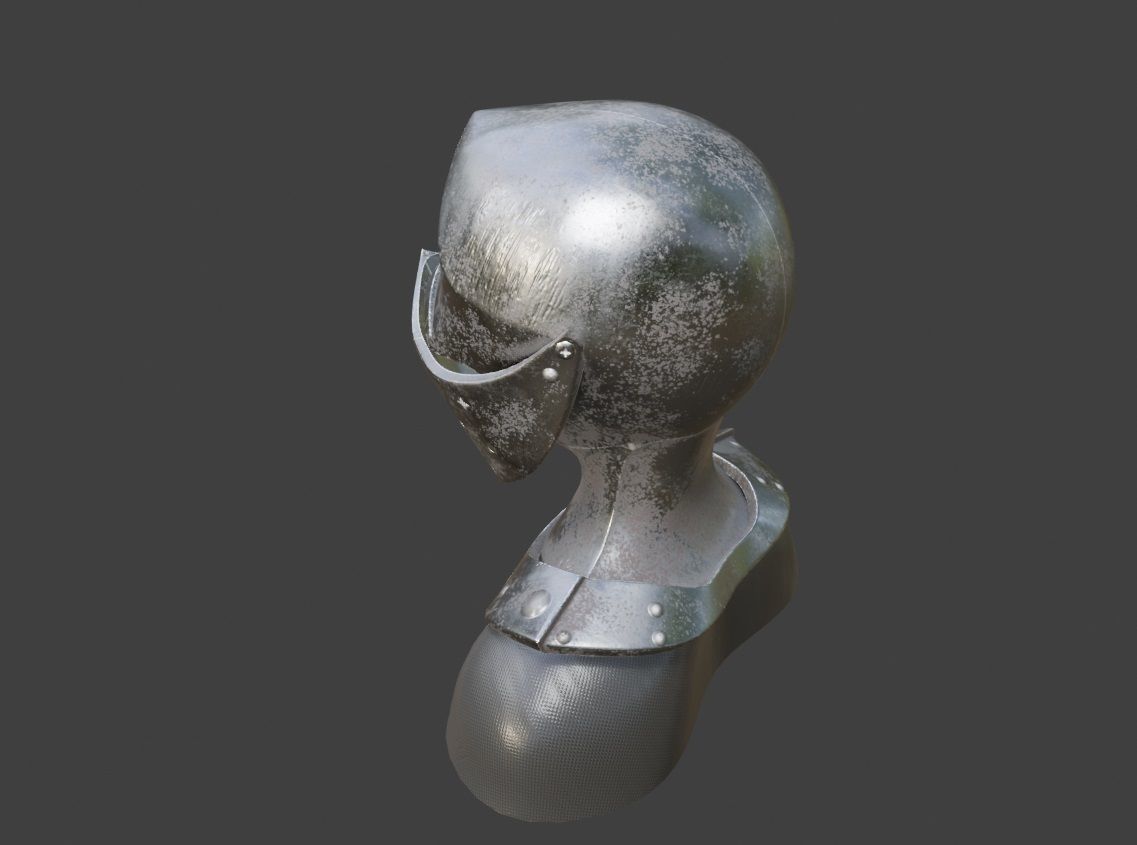 knight helmet armor Low-poly 3D model_9