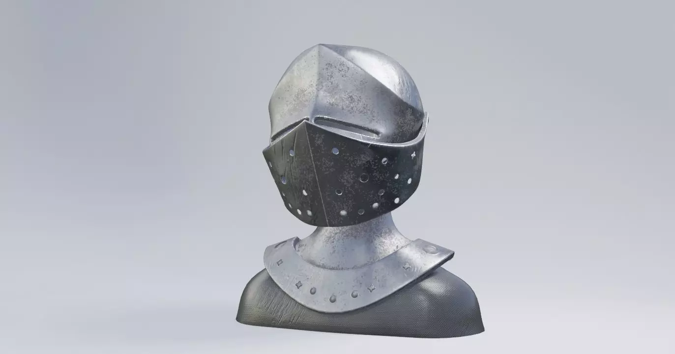 knight helmet armor Low-poly 3D model_0
