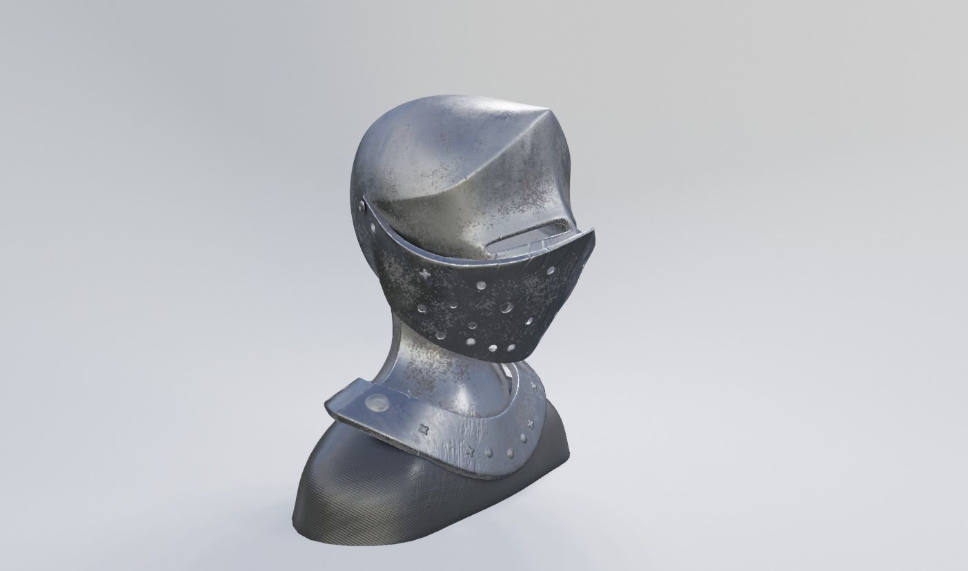 knight helmet armor Low-poly 3D model_13