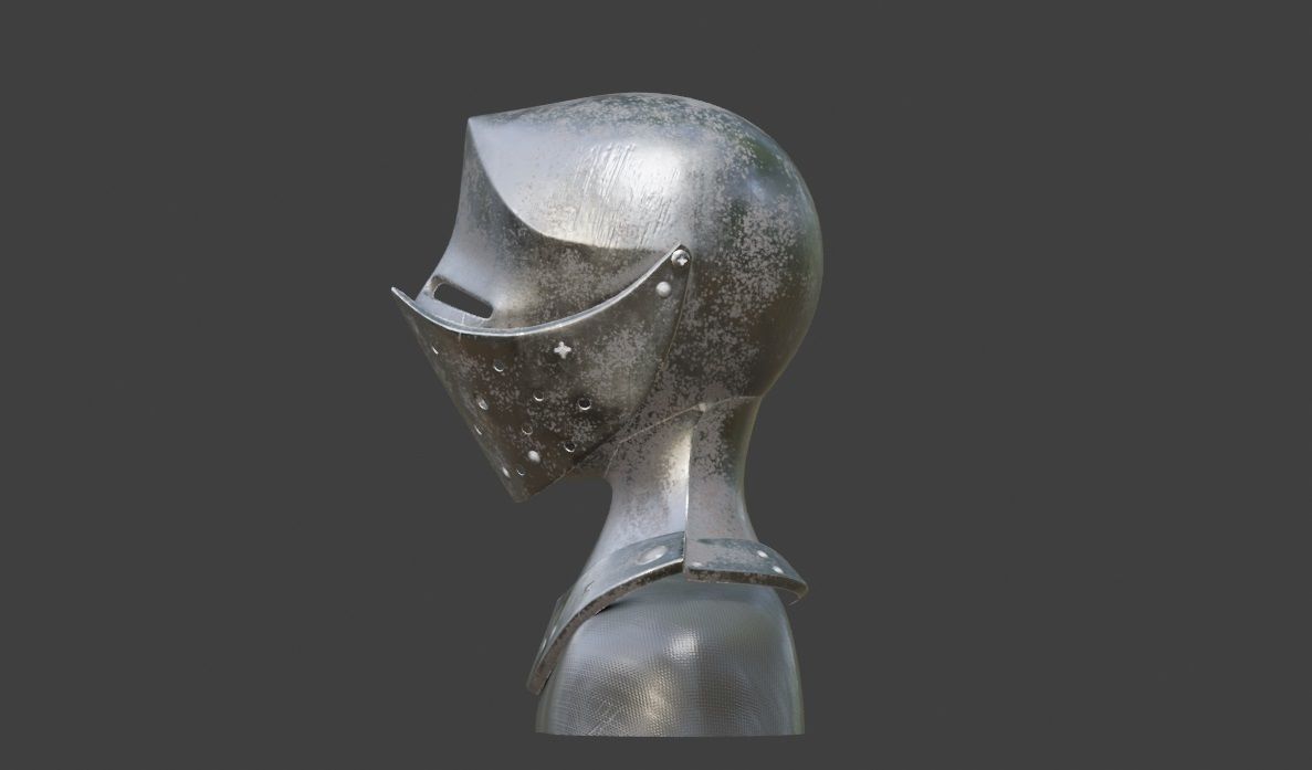 knight helmet armor Low-poly 3D model_6