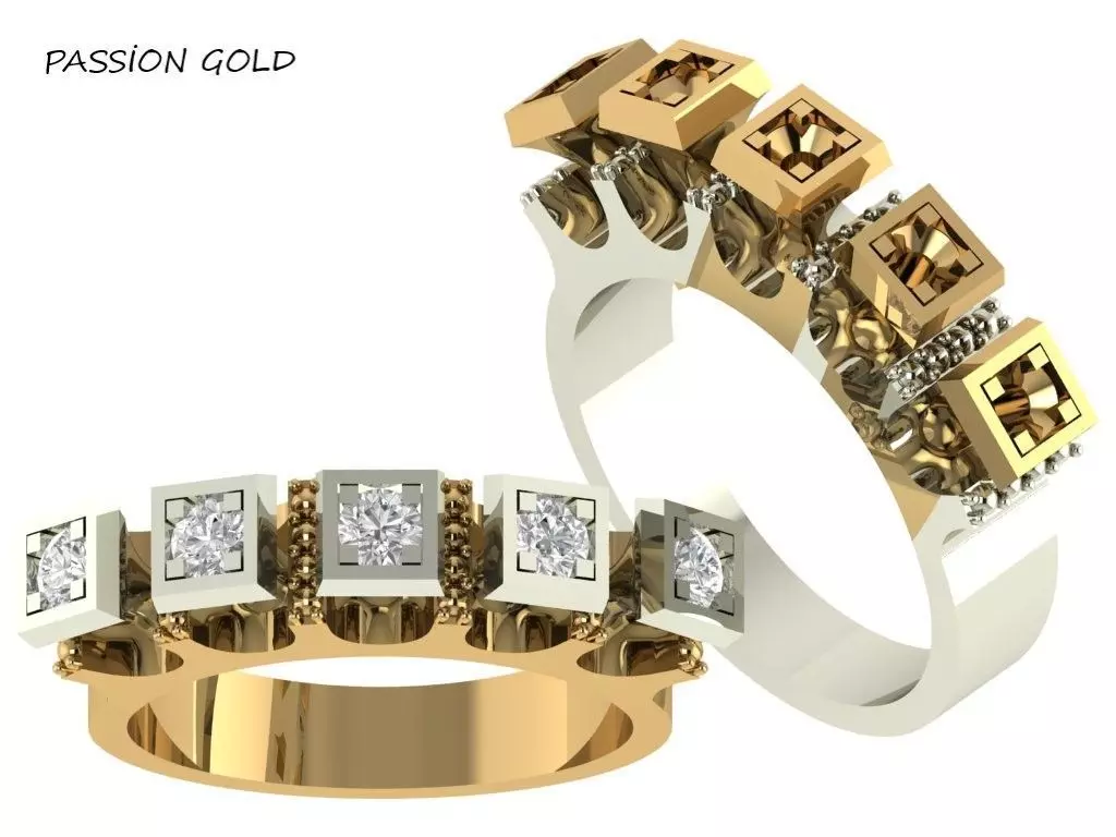 Diamond 5 RING 3D print model_0