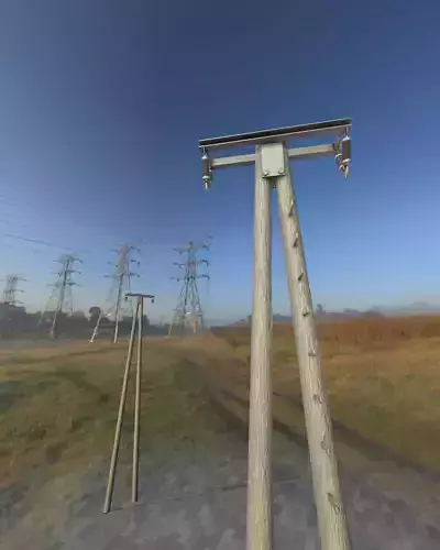 Wooden Electricity Pole without Ladder - Object 039
