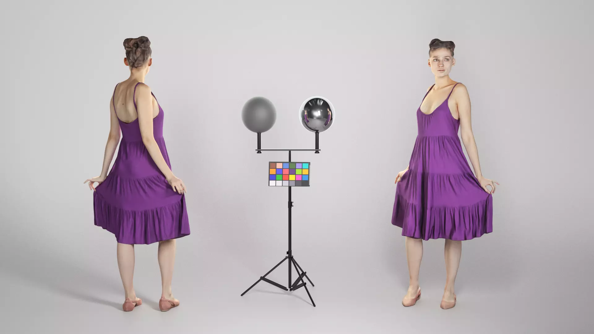 Attractive girl in a summer dress 157 Low-poly 3D model