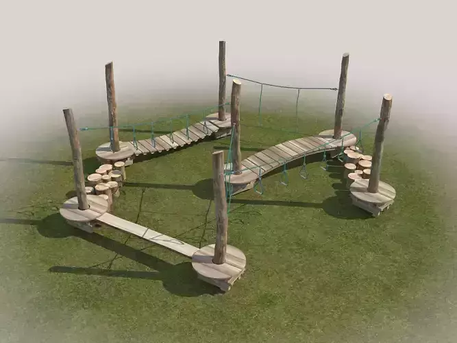 Kid rope park by tree trunk 3D model