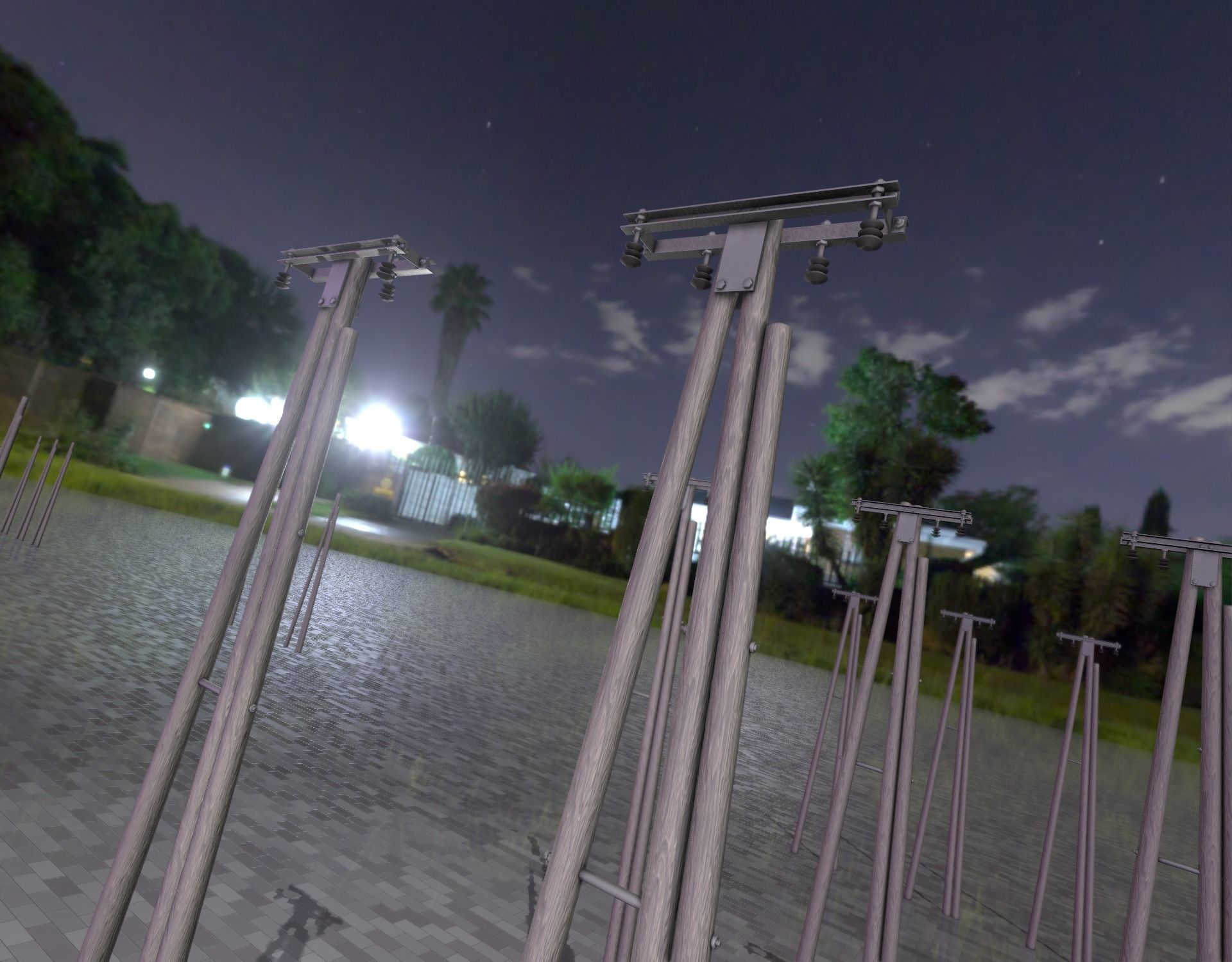 Wooden Electricity Pole without Ladder - Object 042 Low-poly 3D model_15