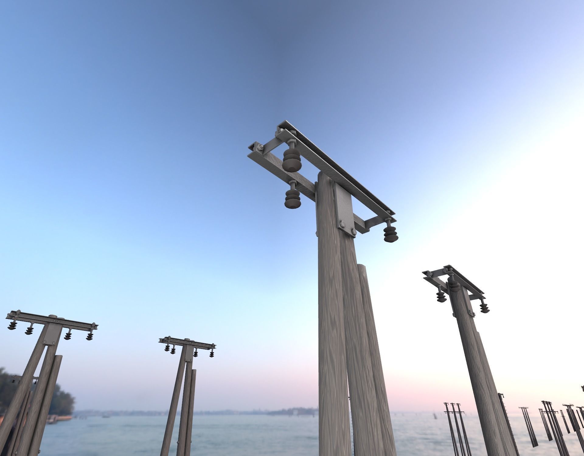 Wooden Electricity Pole without Ladder - Object 042 Low-poly 3D model_40