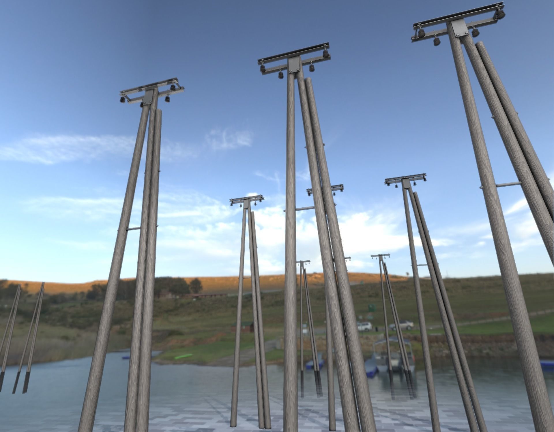 Wooden Electricity Pole without Ladder - Object 042 Low-poly 3D model_33
